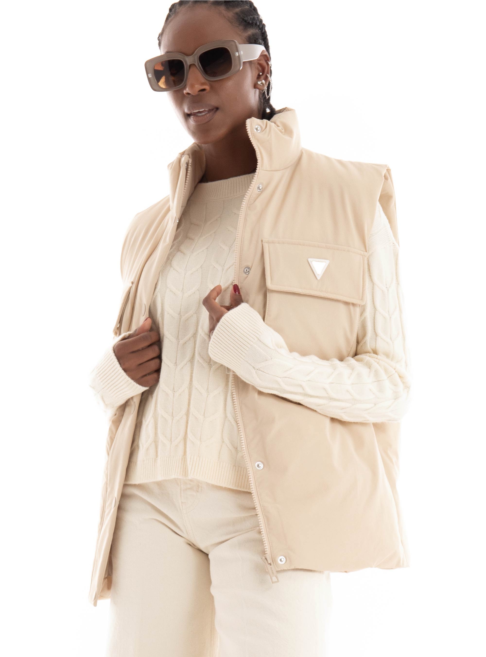 Guess Aurlie Puffer Overshirt - Taupe