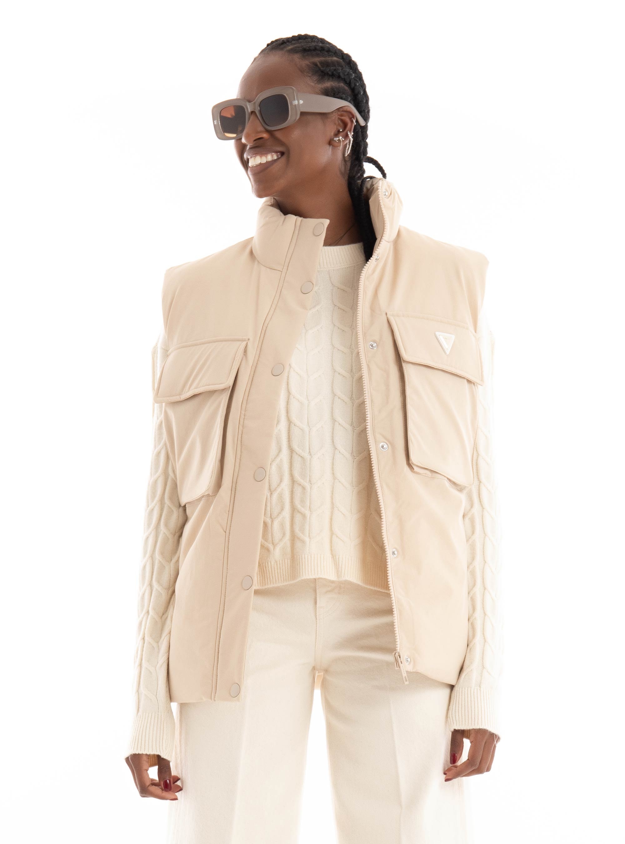 Guess Aurlie Puffer Overshirt - Taupe