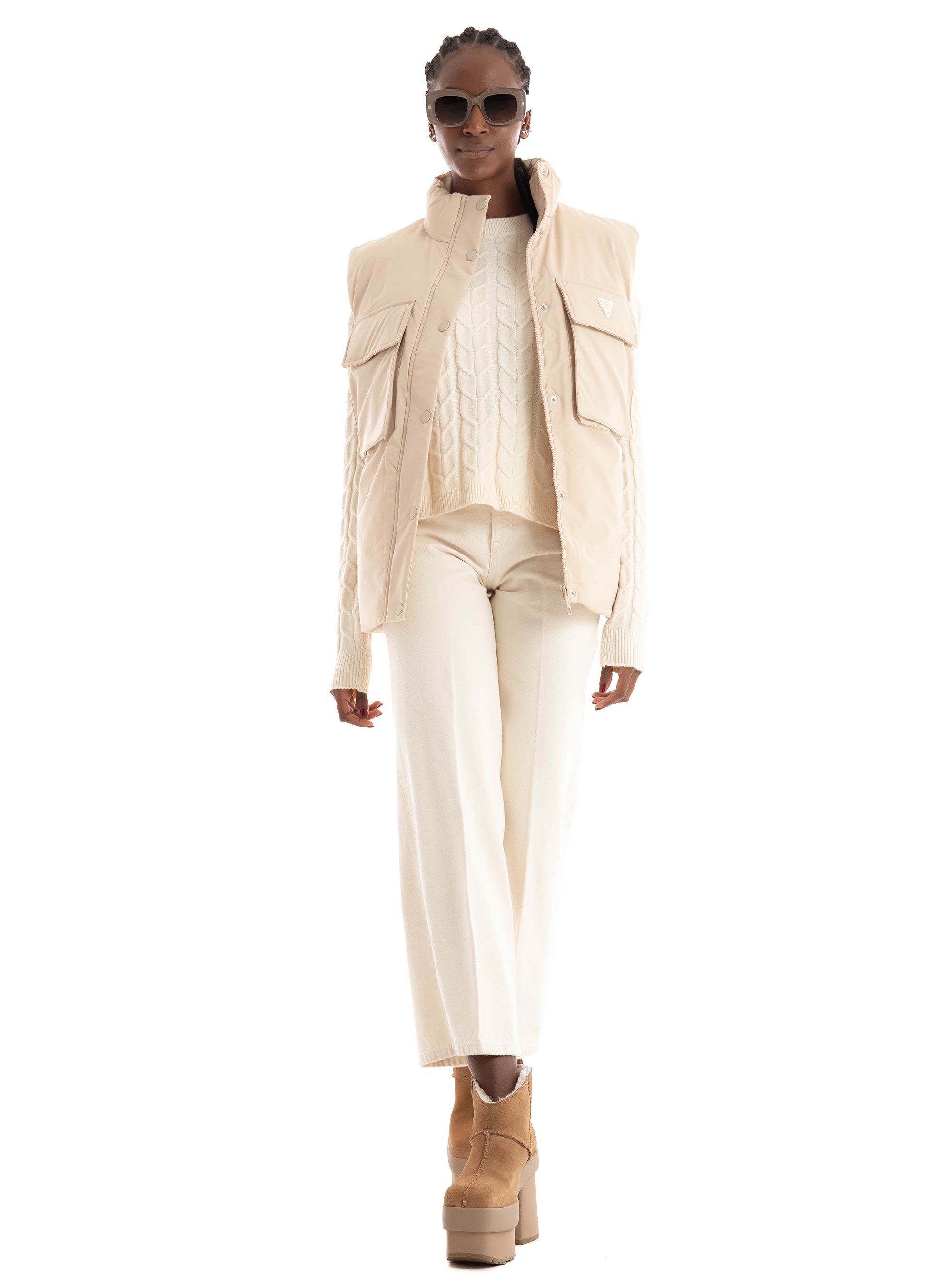 Guess Aurlie Puffer Overshirt - Taupe