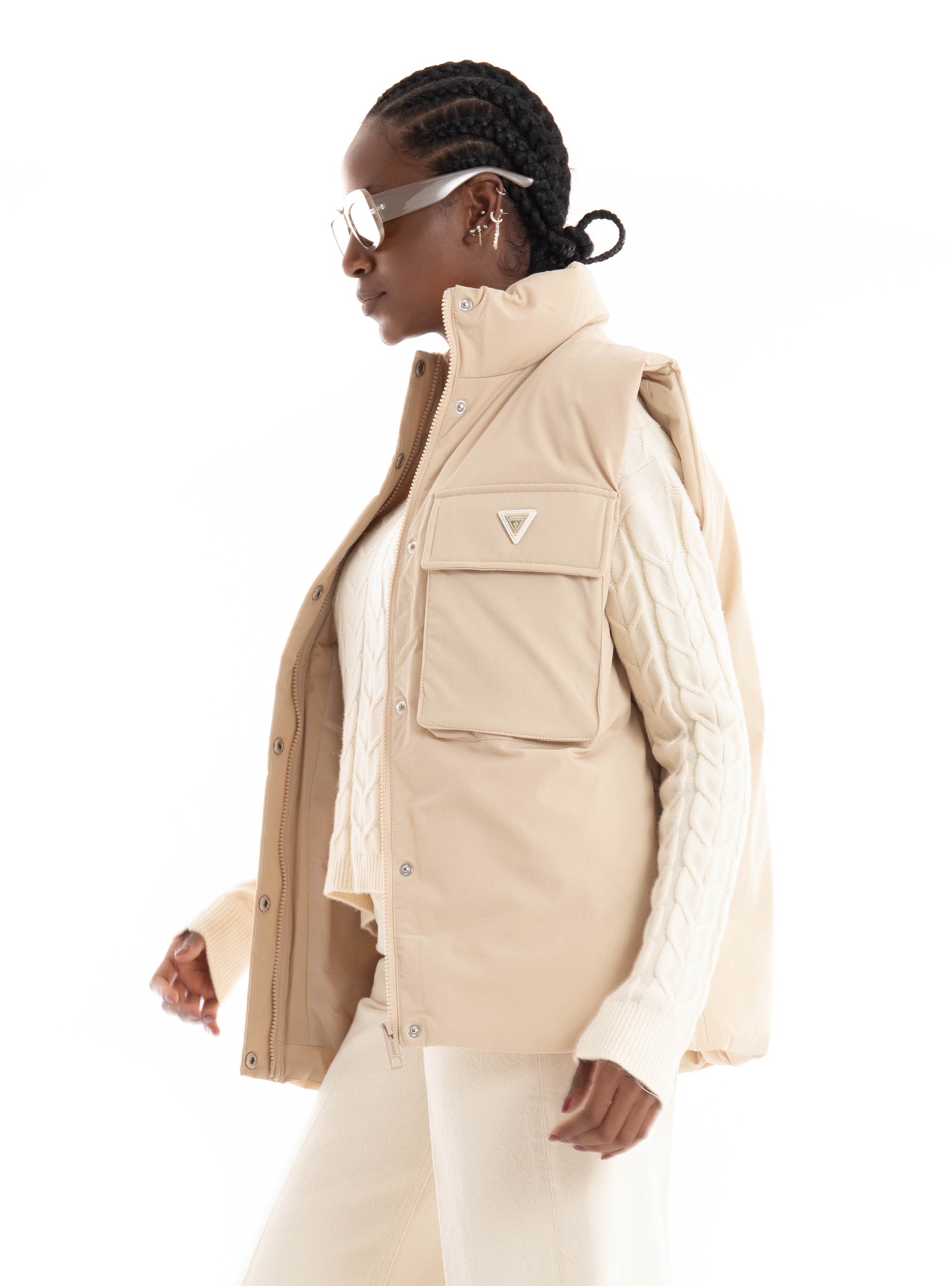 Guess Aurlie Puffer Overshirt - Taupe