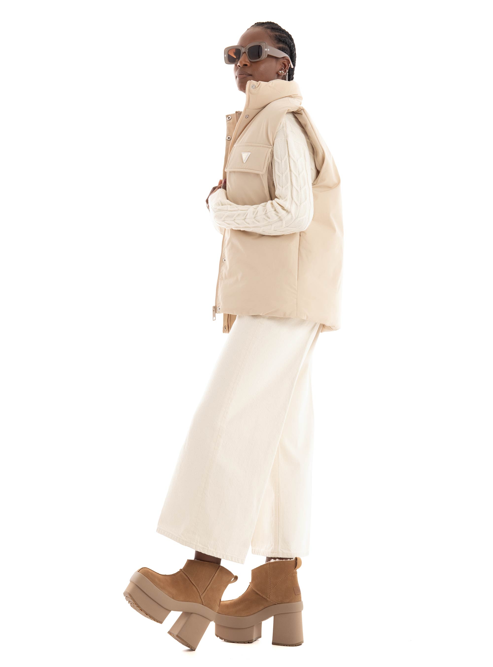 Guess Aurlie Puffer Overshirt - Taupe