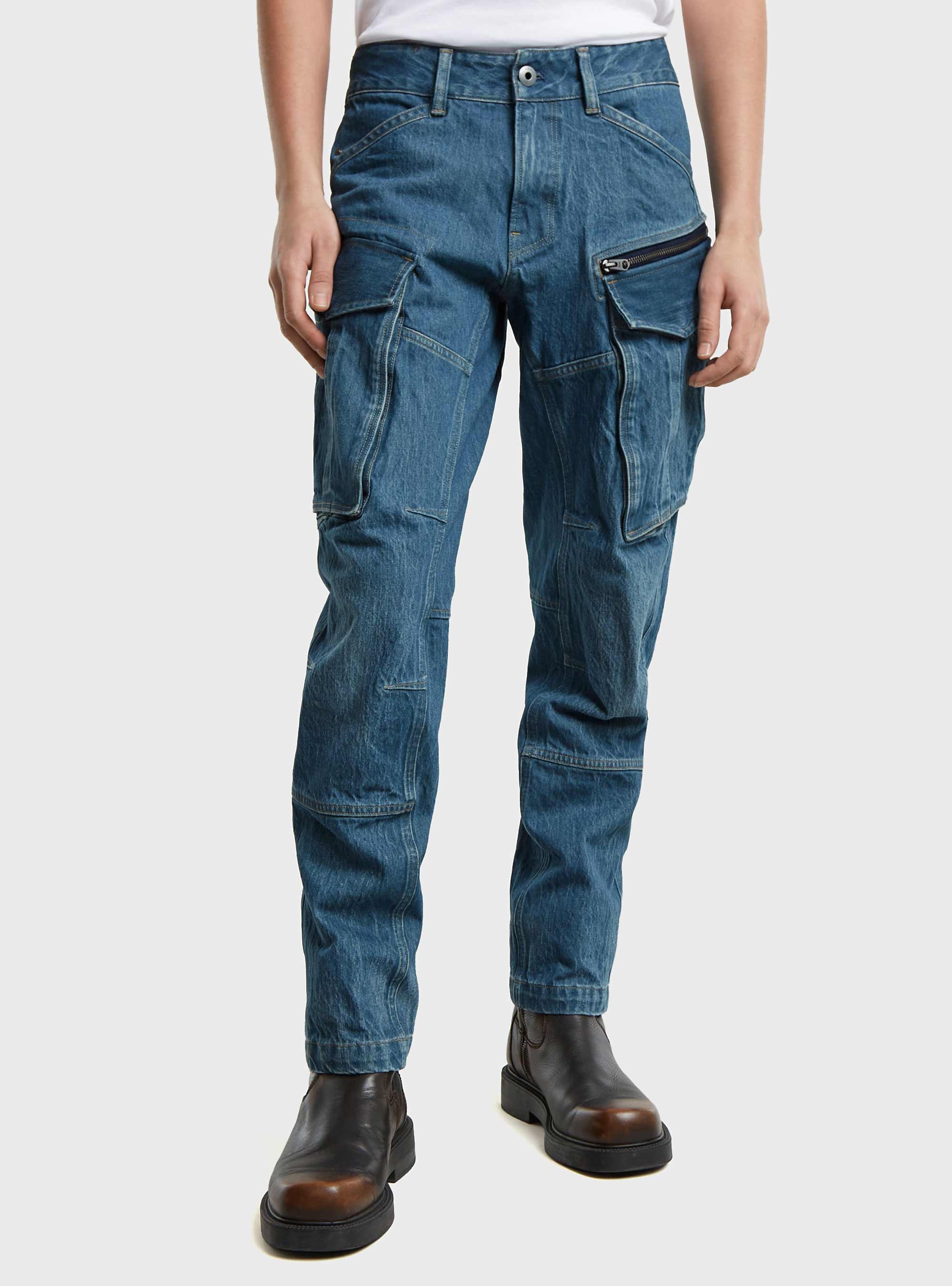 G-Star Rovic Zip 3D Regular Tapered Denim Cargo Pants - Medium Aged Denim