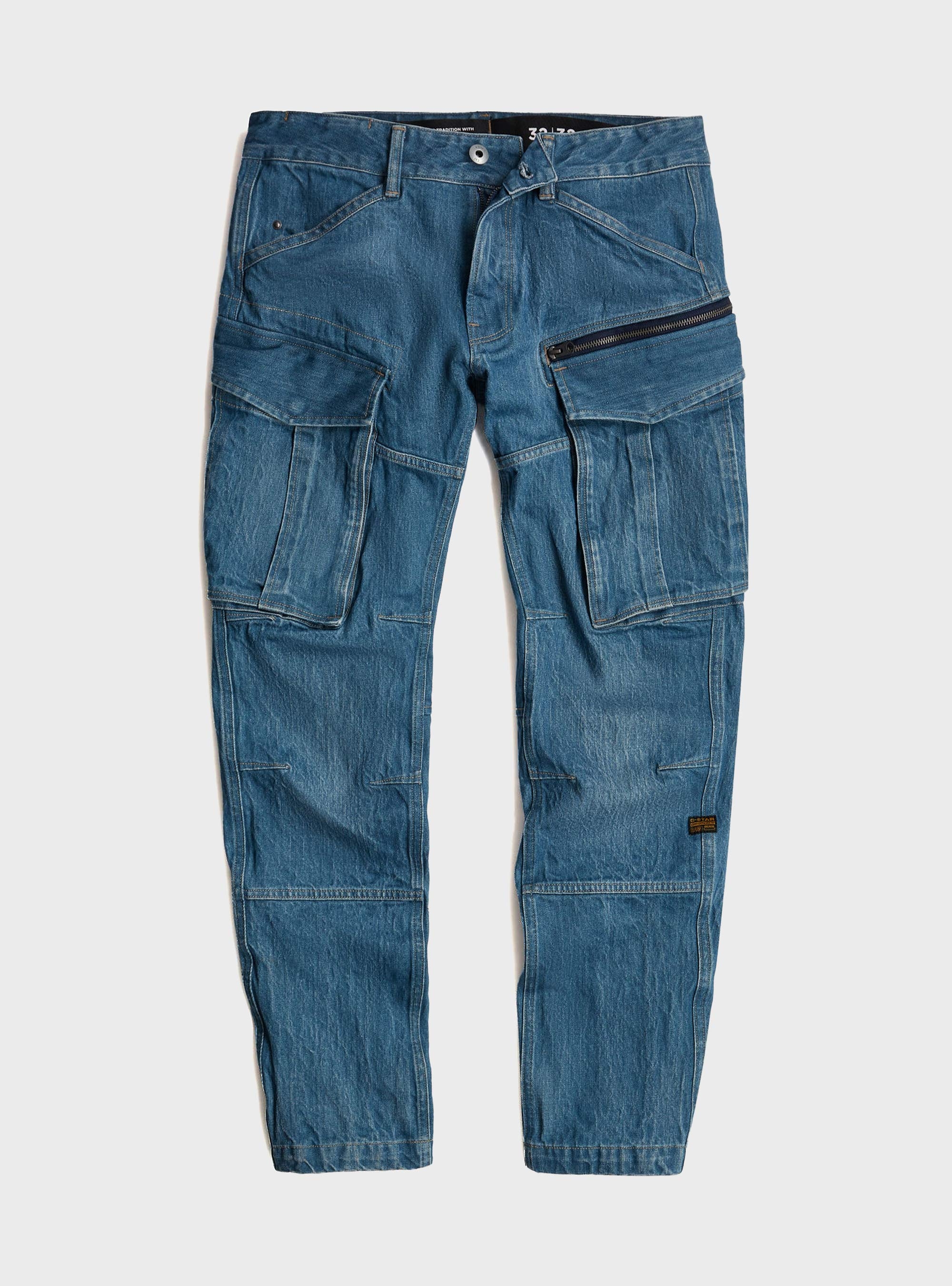 G-Star Rovic Zip 3D Regular Tapered Denim Cargo Pants - Medium Aged Denim
