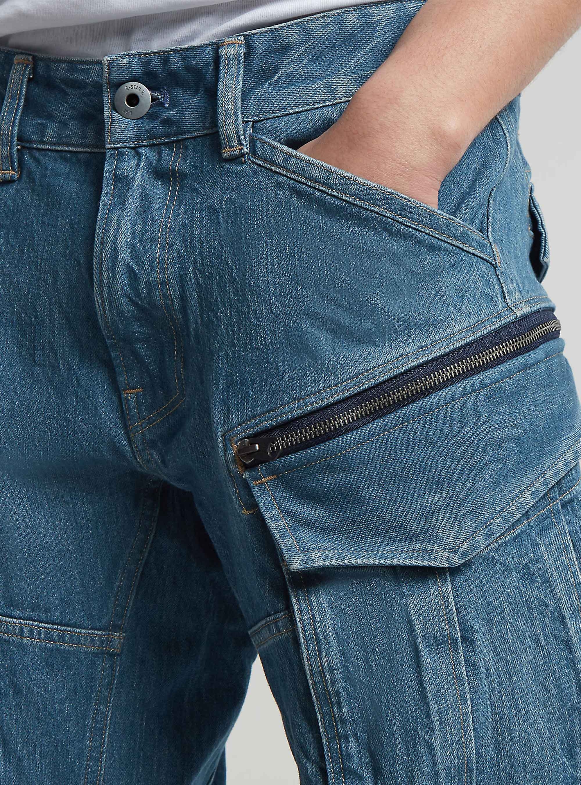 G-Star Rovic Zip 3D Regular Tapered Denim Cargo Pants - Medium Aged Denim