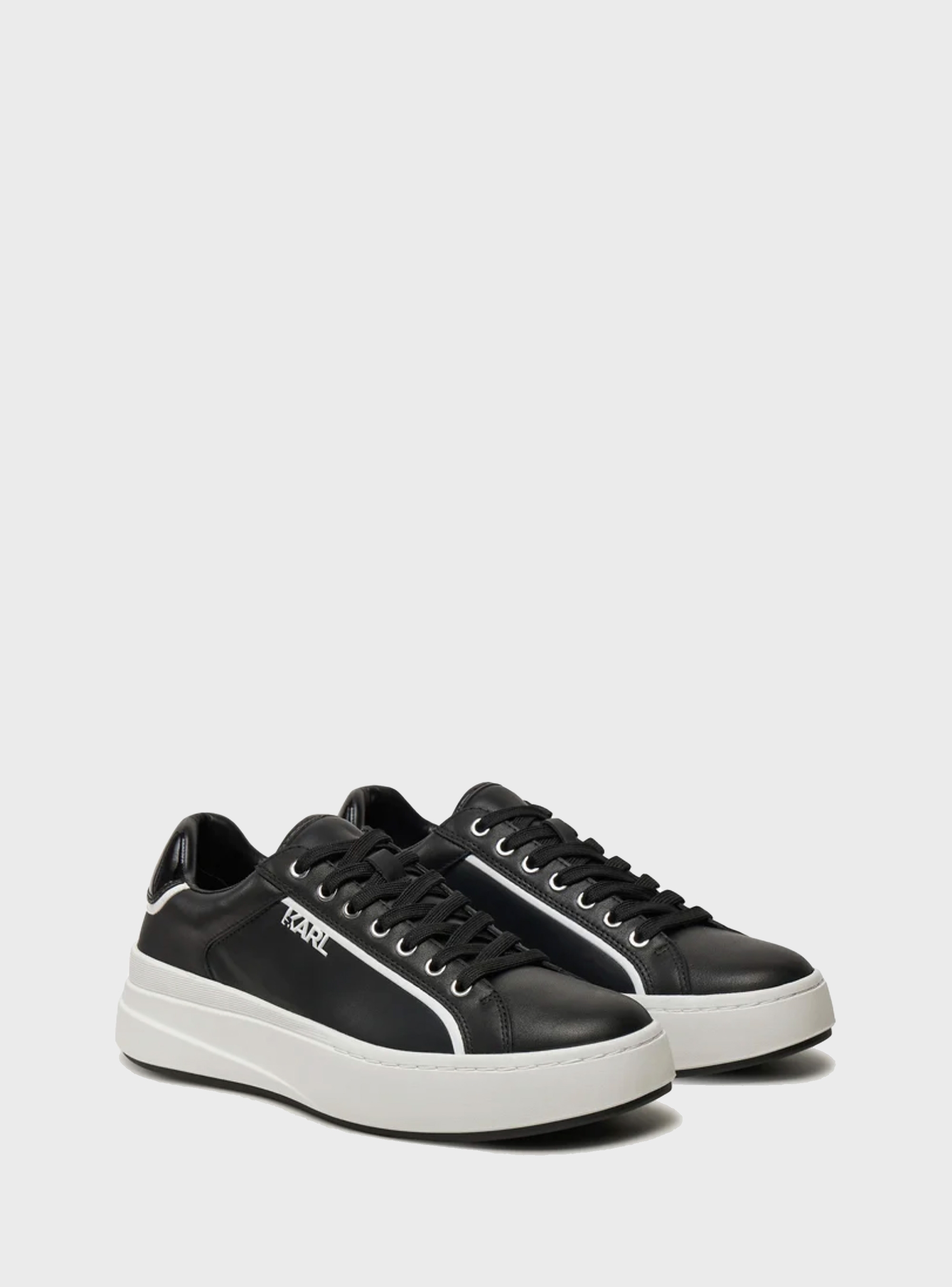 Karl Lagerfeld Kronos Lo Lace Leather Sneakers - Black