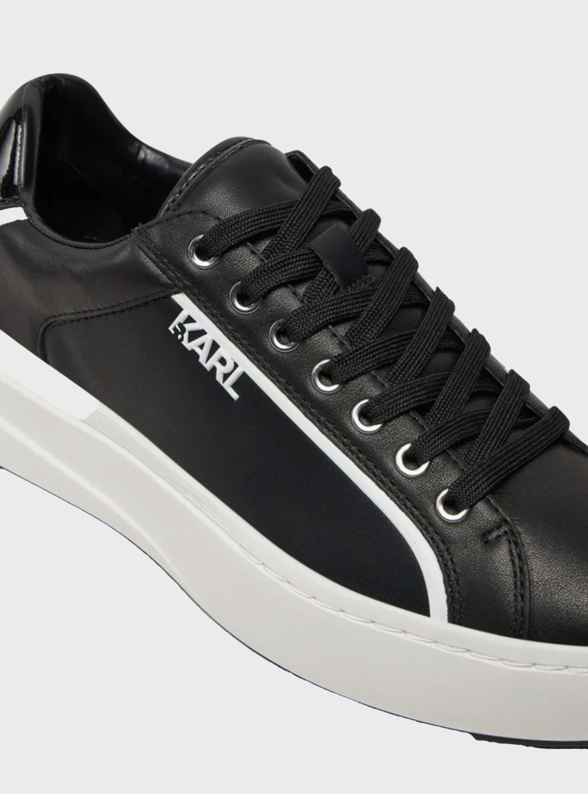 Karl Lagerfeld Kronos Lo Lace Leather Sneakers - Black