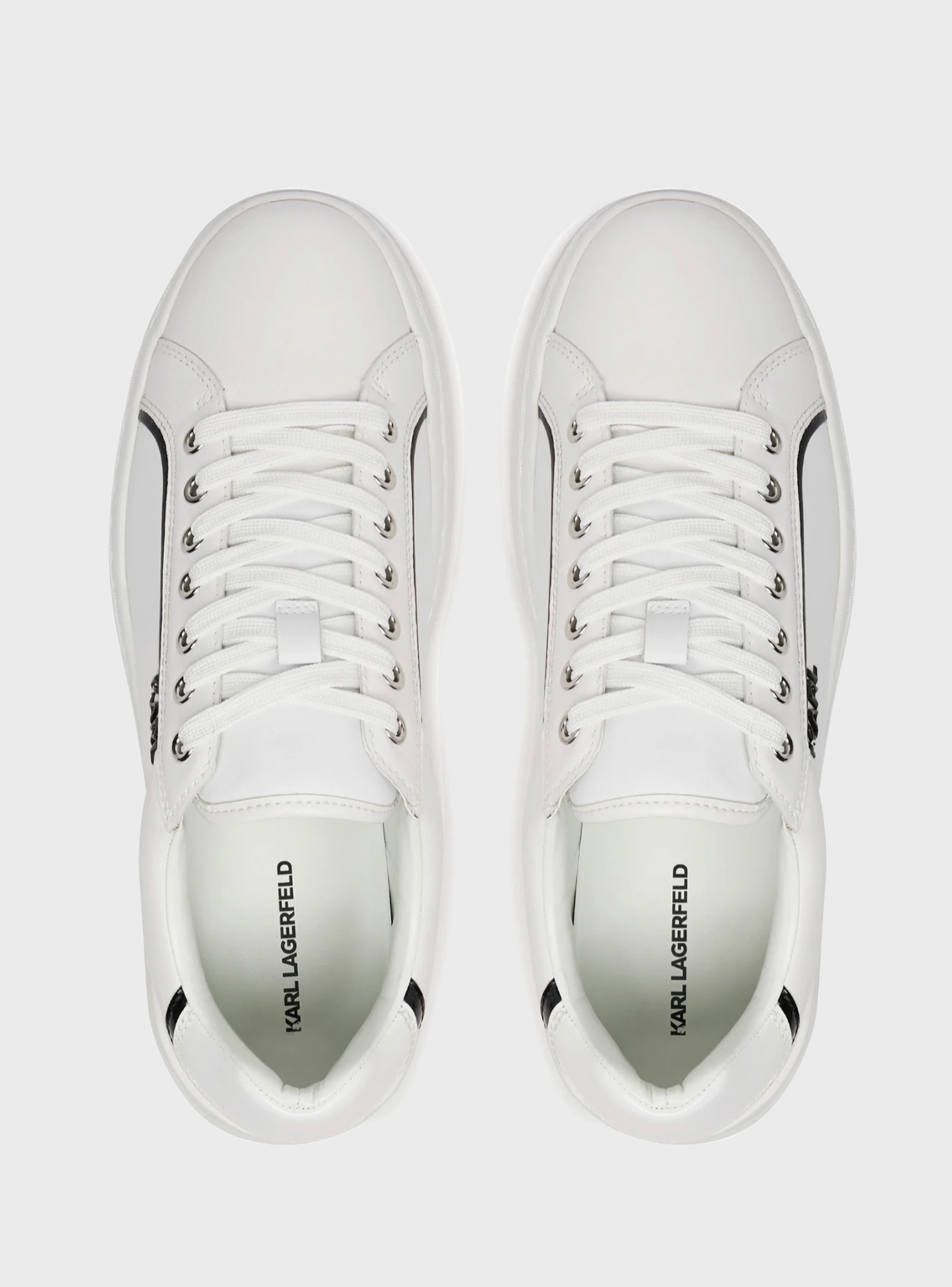 Karl Lagerfeld Kronos Lo Lace Leather Sneakers - White