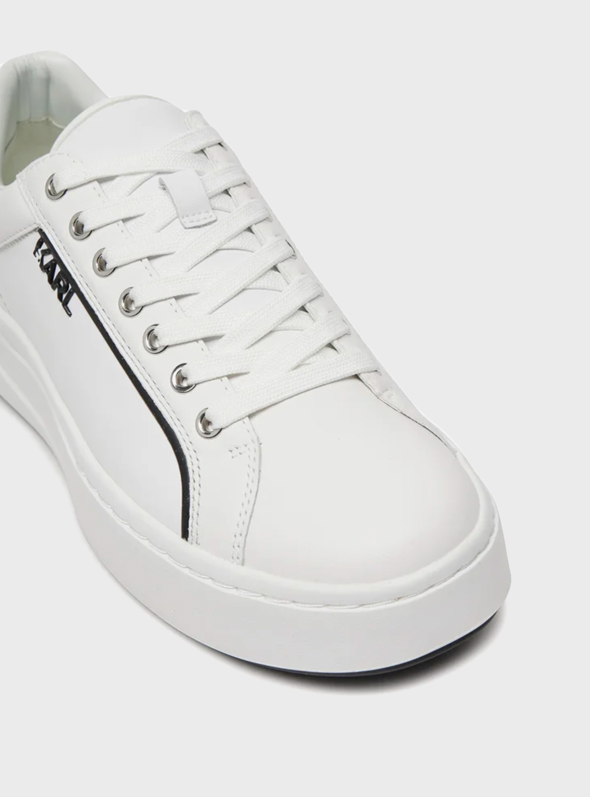 Karl Lagerfeld Kronos Lo Lace Leather Sneakers - White