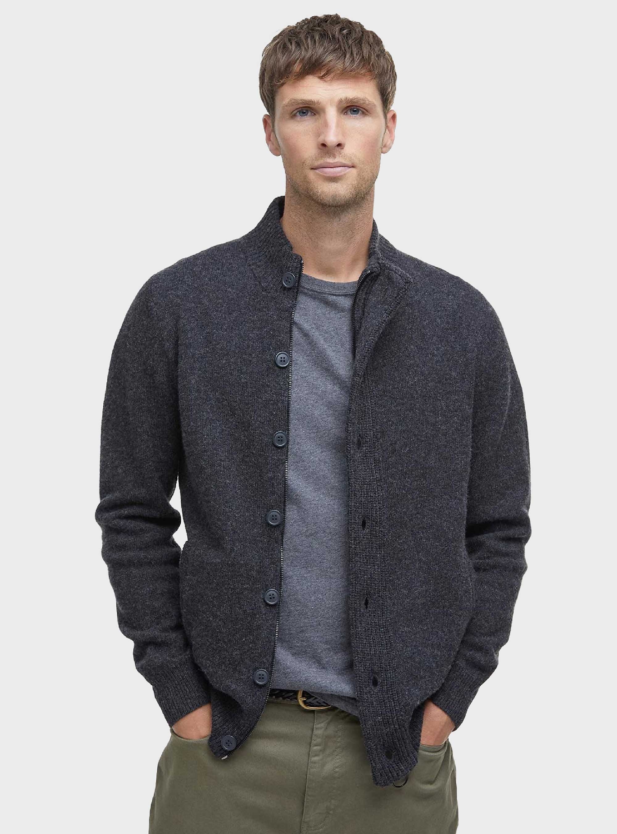 Barbour Essential Patch Zip Through Jumper - Charcoal