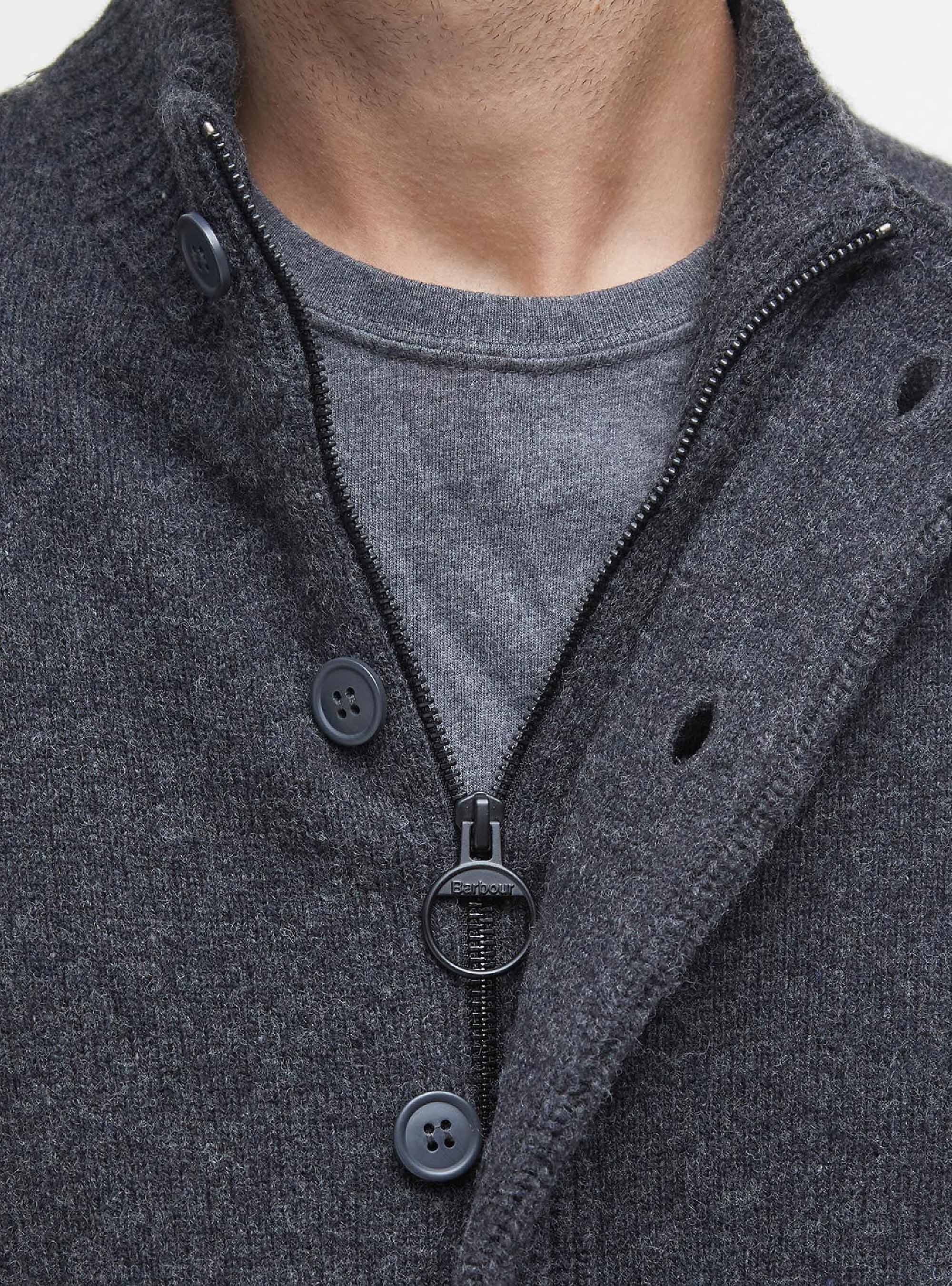 Barbour Essential Patch Zip Through Jumper - Charcoal