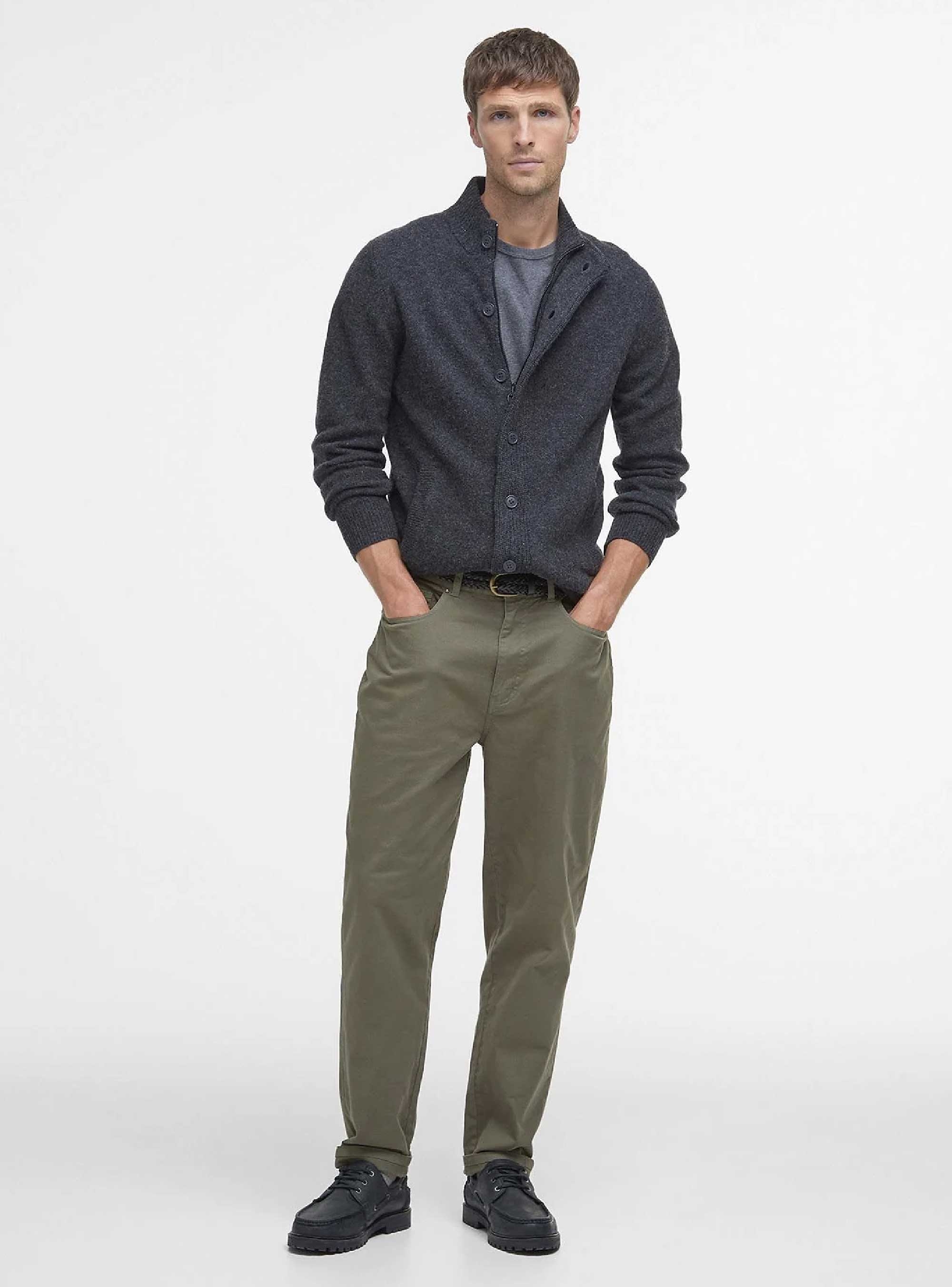 Barbour Essential Patch Zip Through Jumper - Charcoal