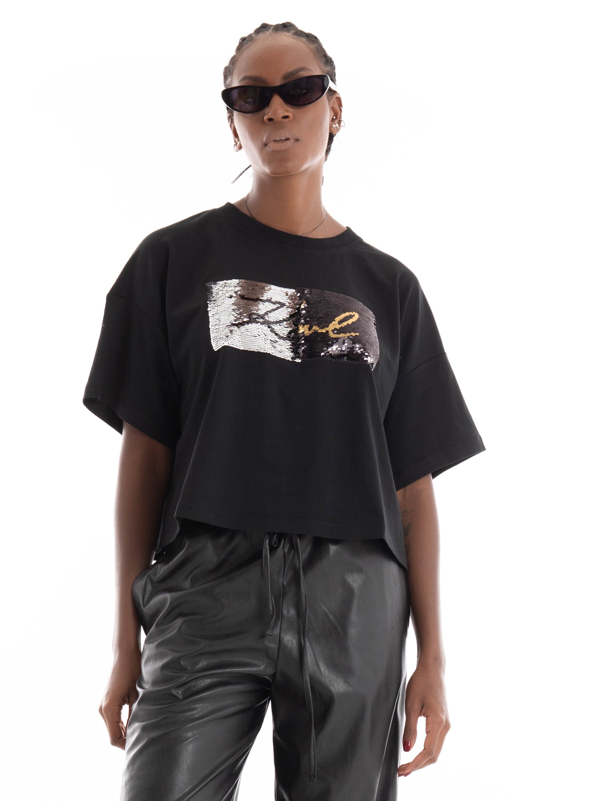 Karl Lagerfeld Reversible Sequins T-Shirt - Black