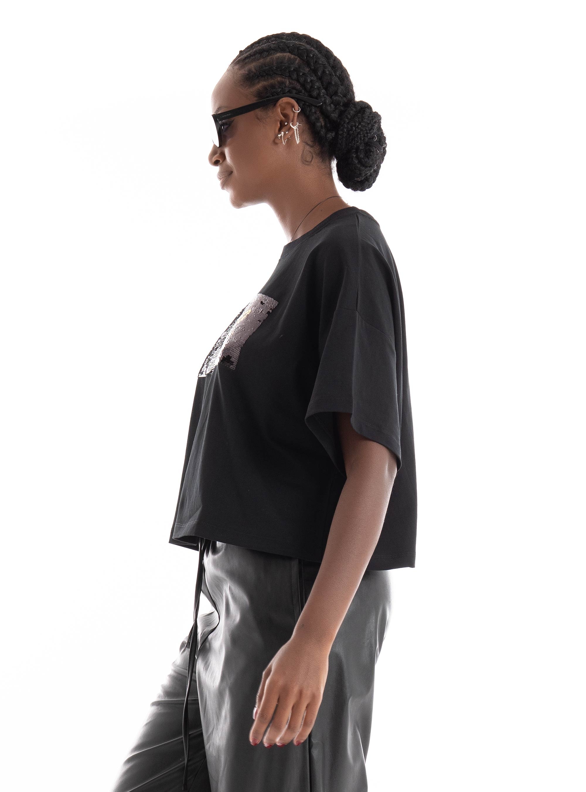 Karl Lagerfeld Reversible Sequins T-Shirt - Black