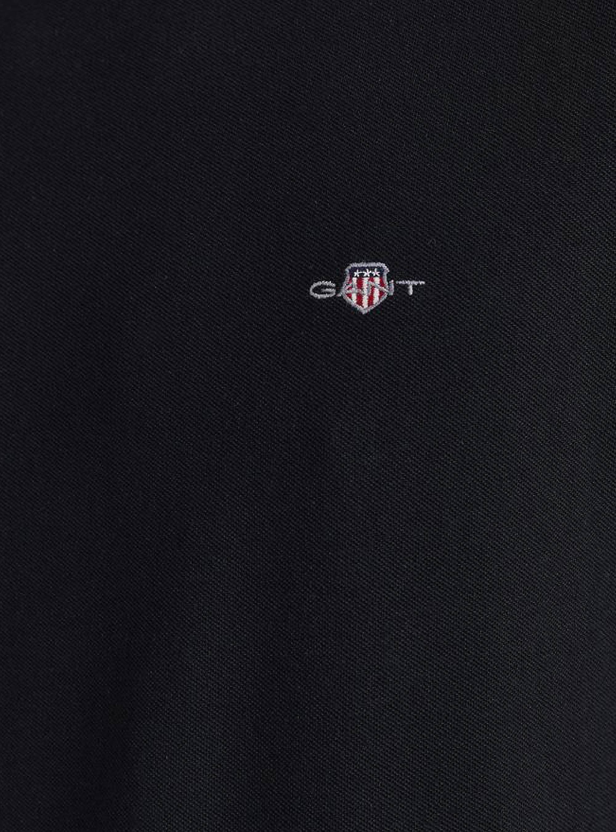 Gant Slim Pique Long Sleeve T-shirt - Black