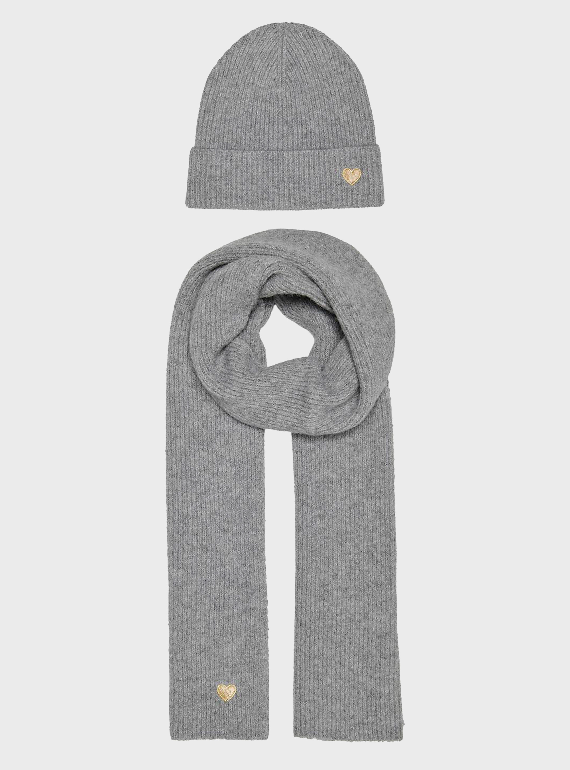 Only Avery Scarf And Beanie Set - Light Grey Melange