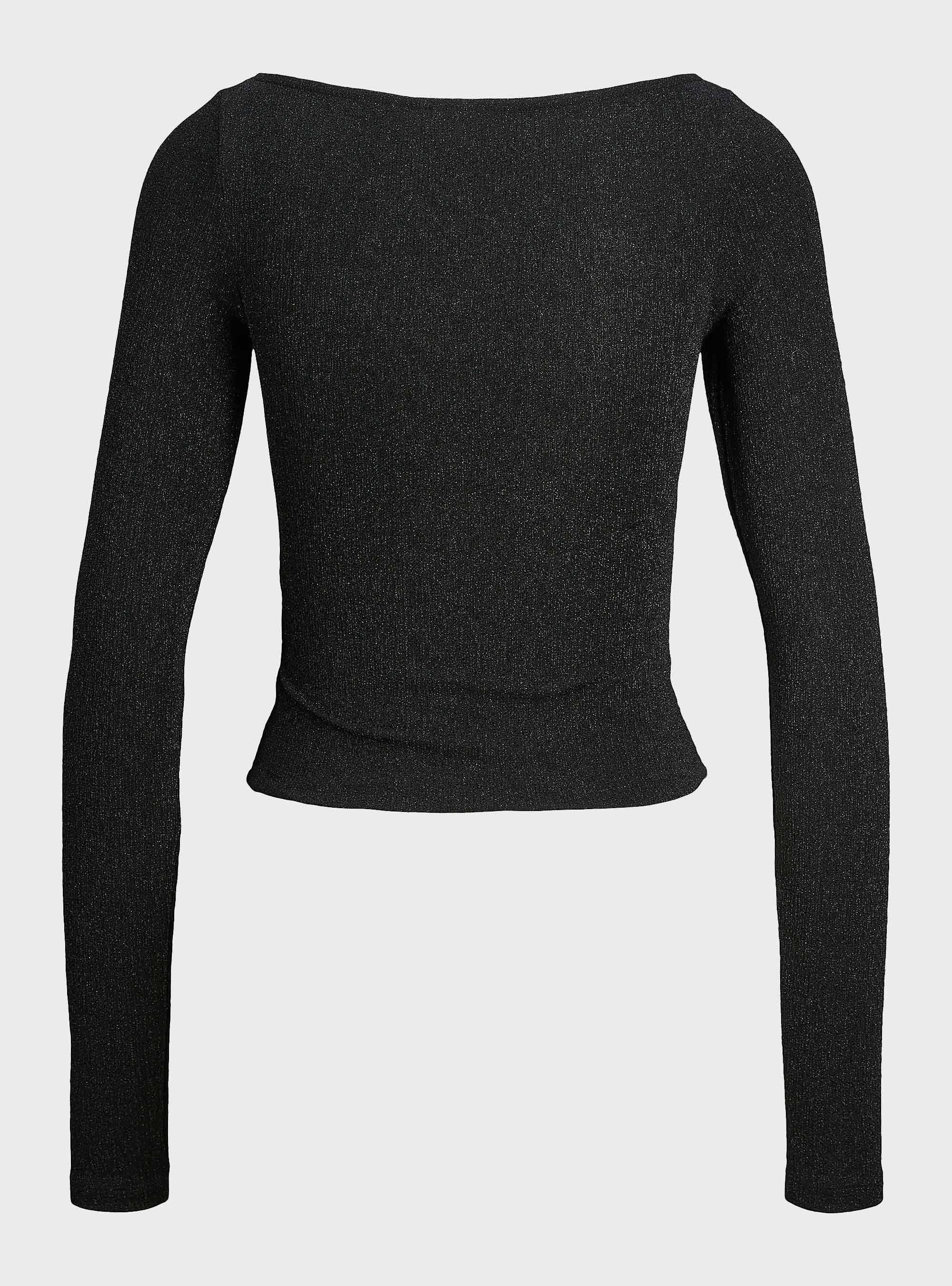 JJXX Sigga Stretch Glitter Boatneck Top - Black