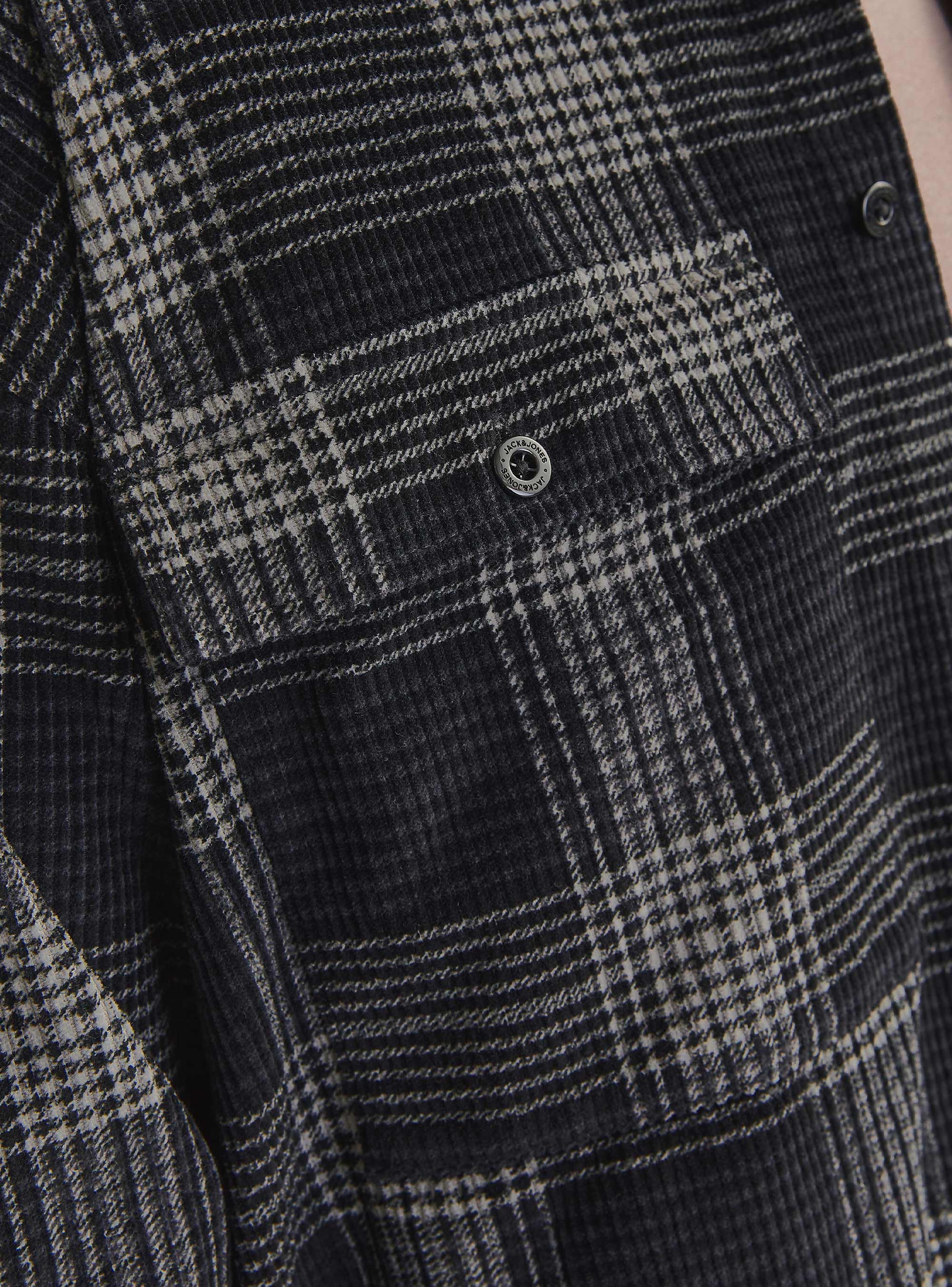 Jack & Jones Jcotheo Corduroy Check Overshirt - Black