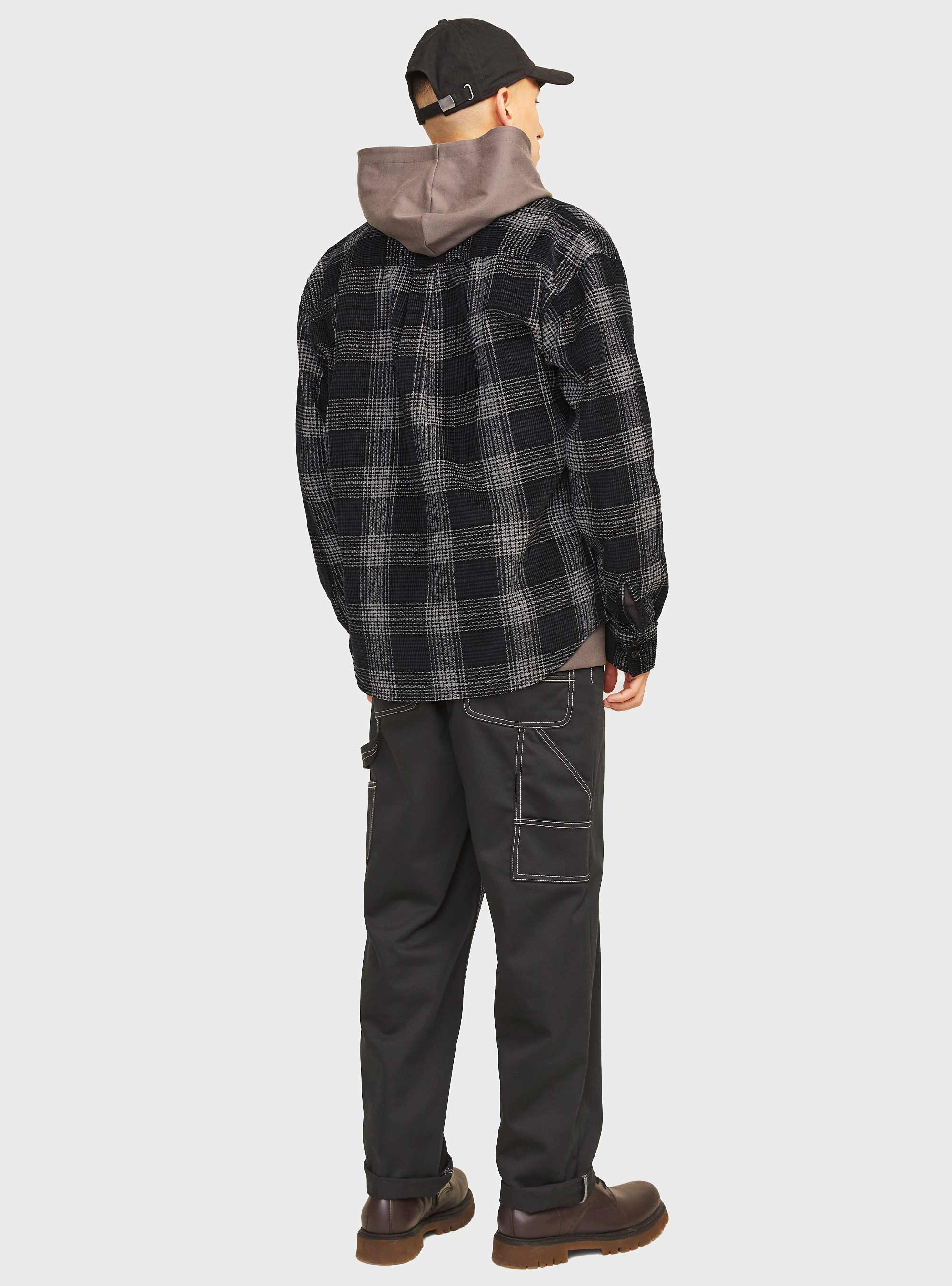 Jack & Jones Jcotheo Corduroy Check Overshirt - Black