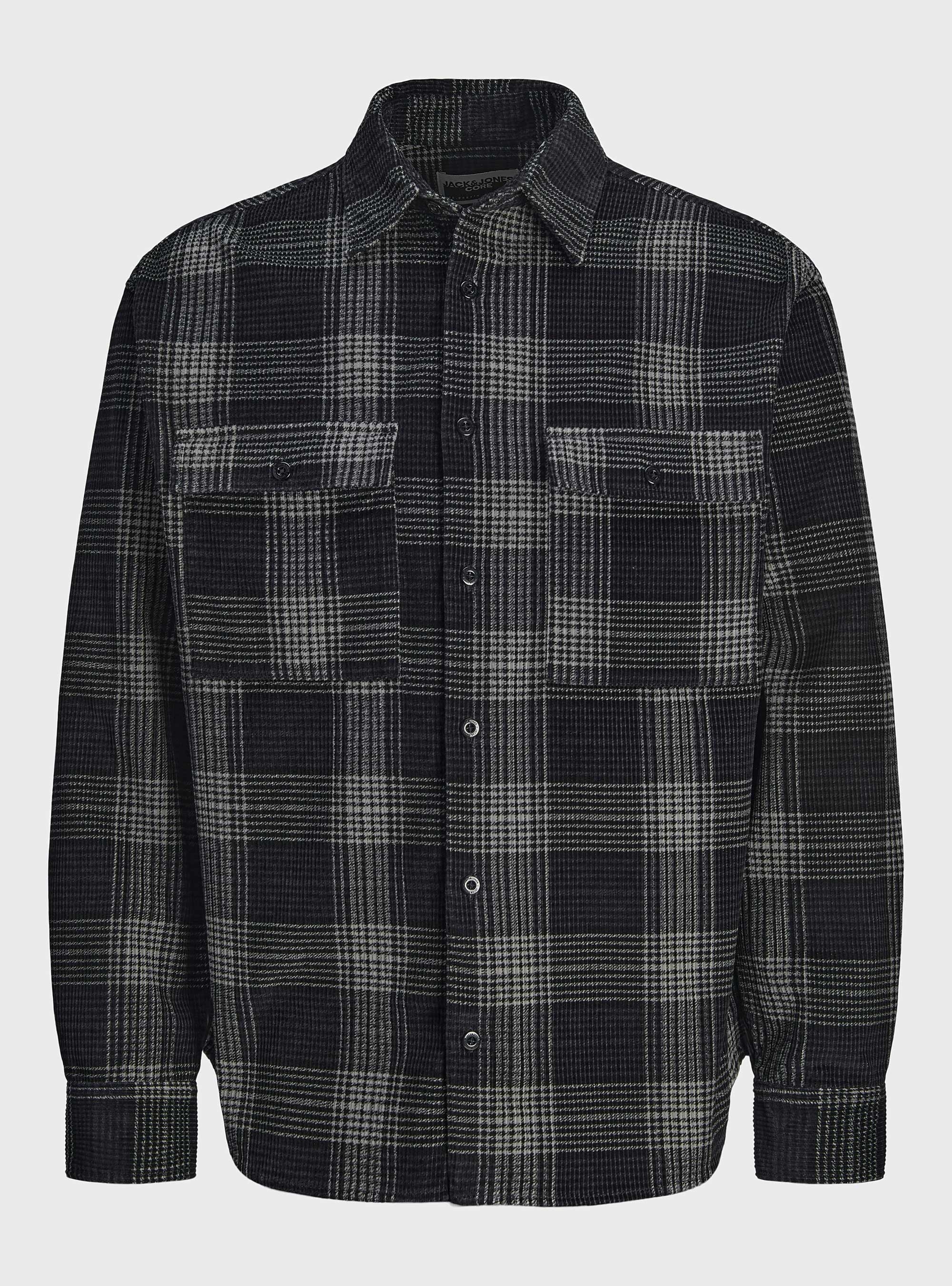 Jack & Jones Jcotheo Corduroy Check Overshirt - Black