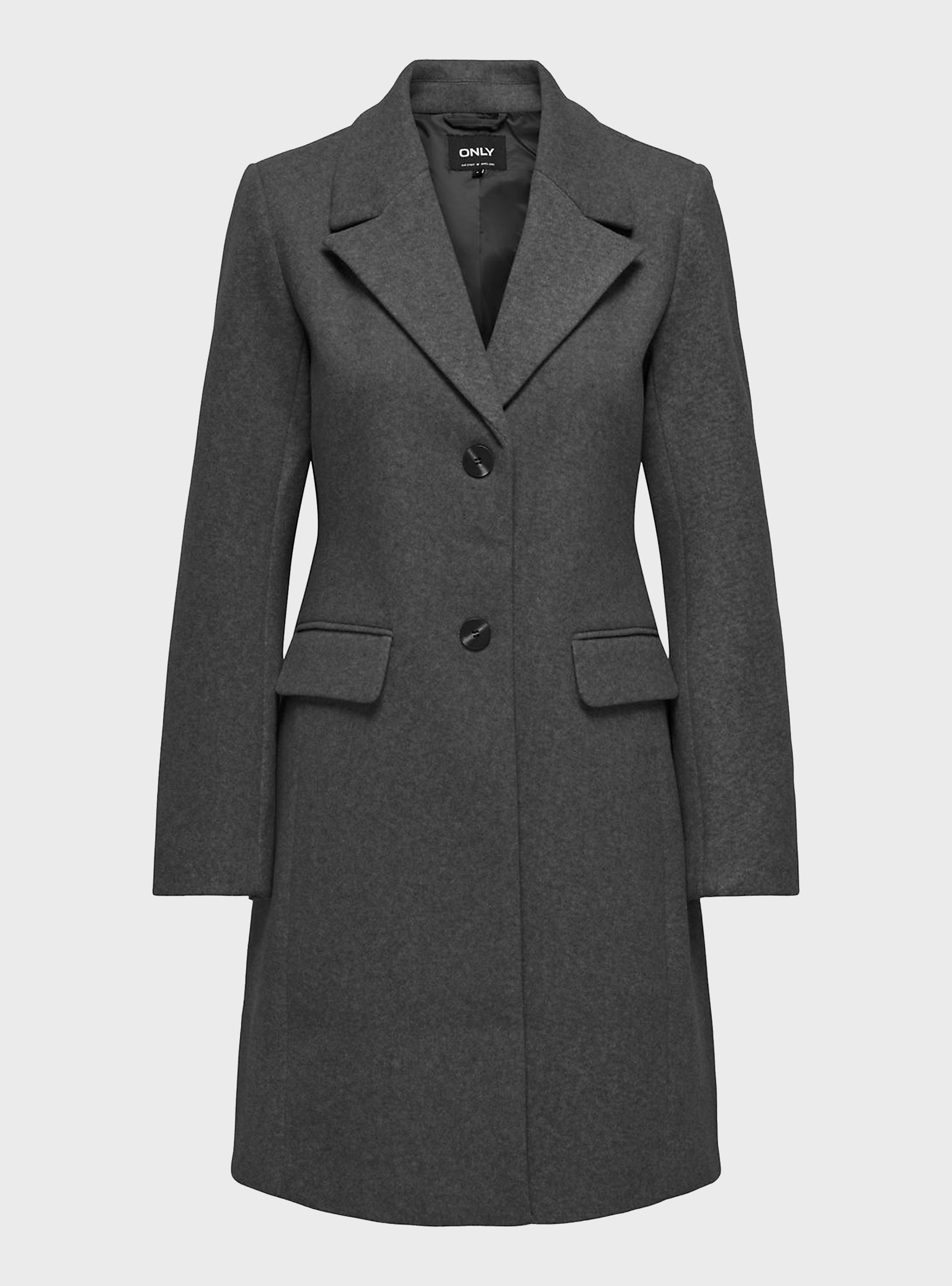 Only Blake Fitted Coat - Dark Grey Melange