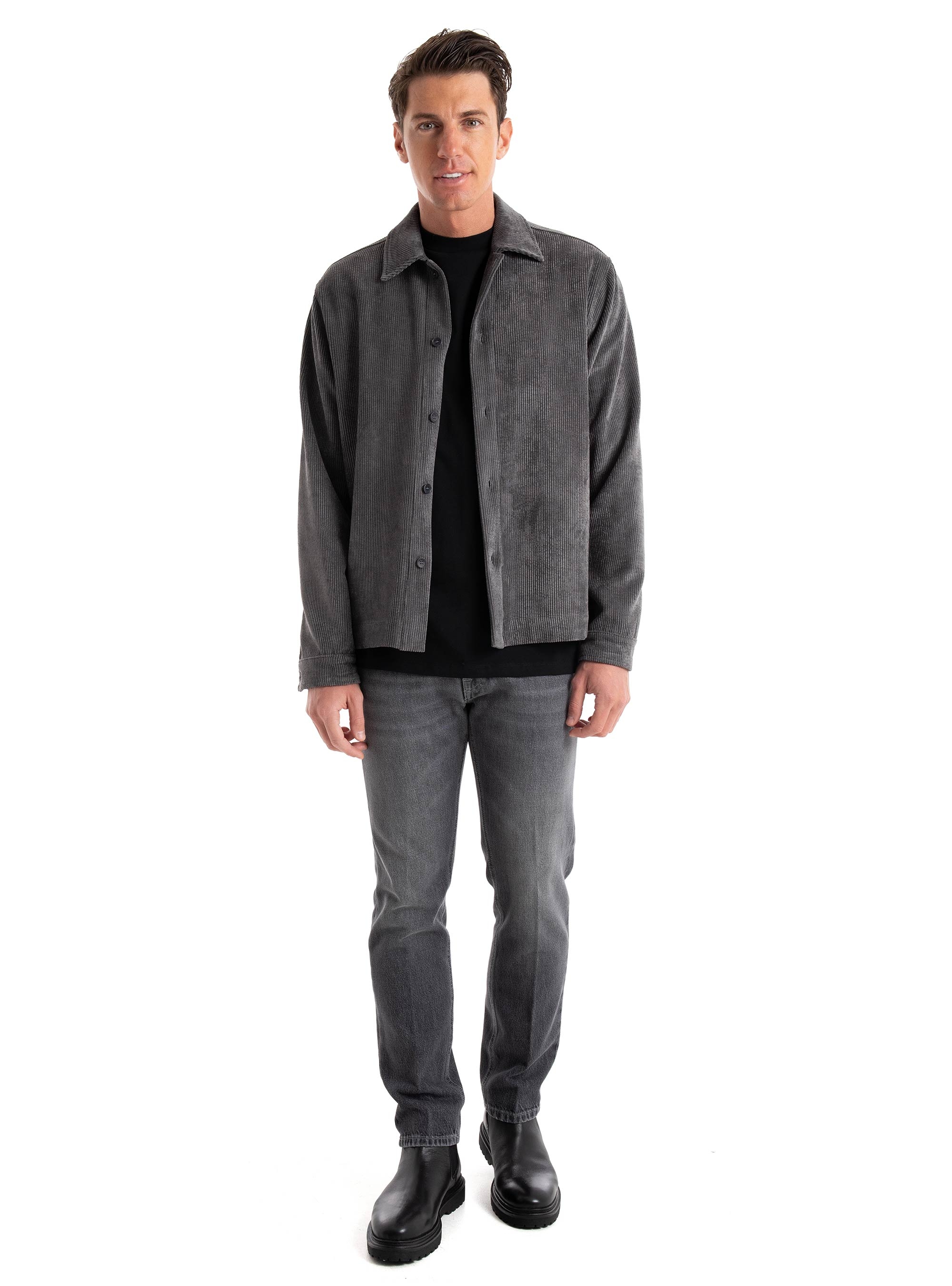 I'm Brian Corduroy Overshirt - Grey