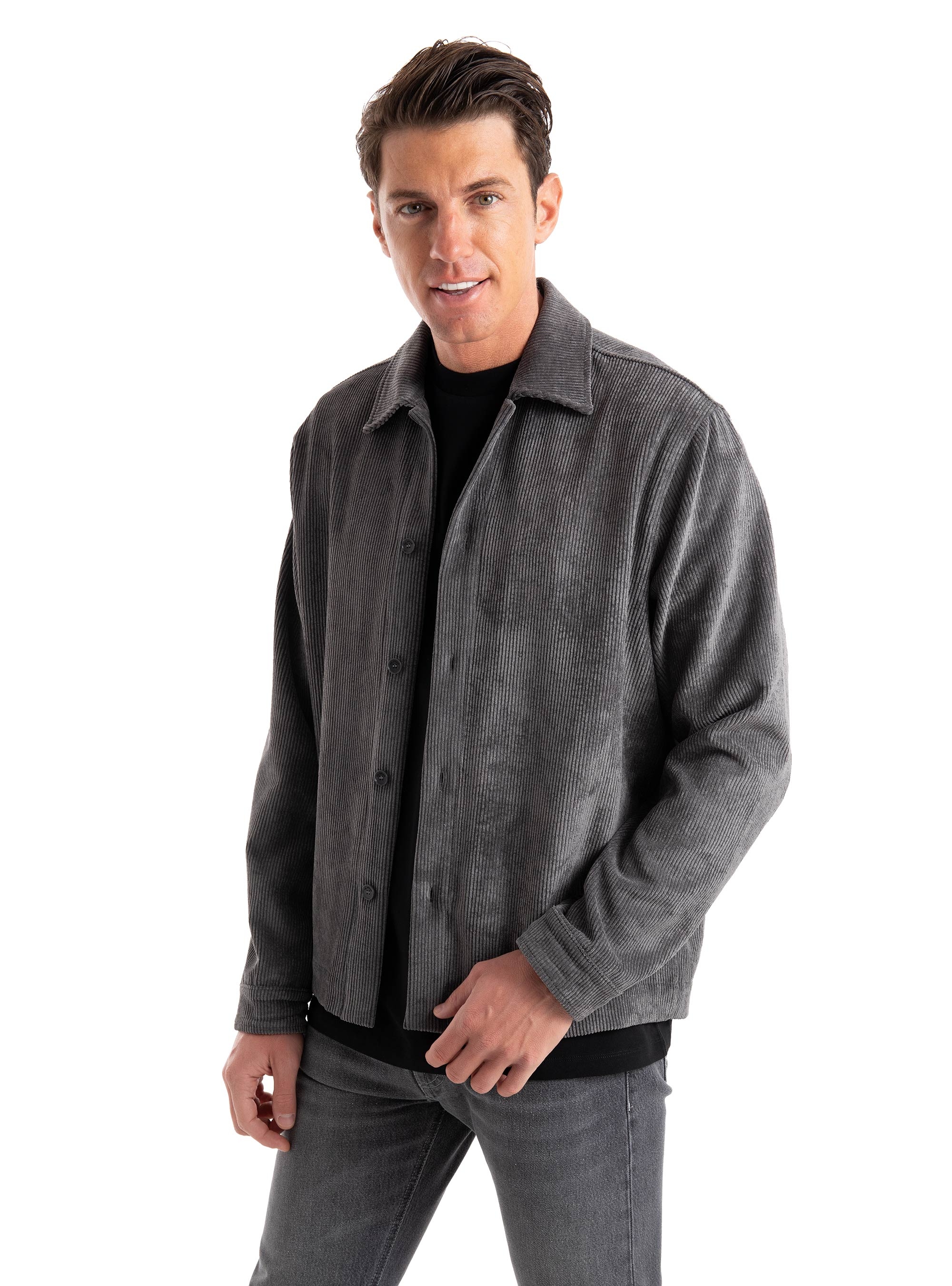 I'm Brian Corduroy Overshirt - Grey