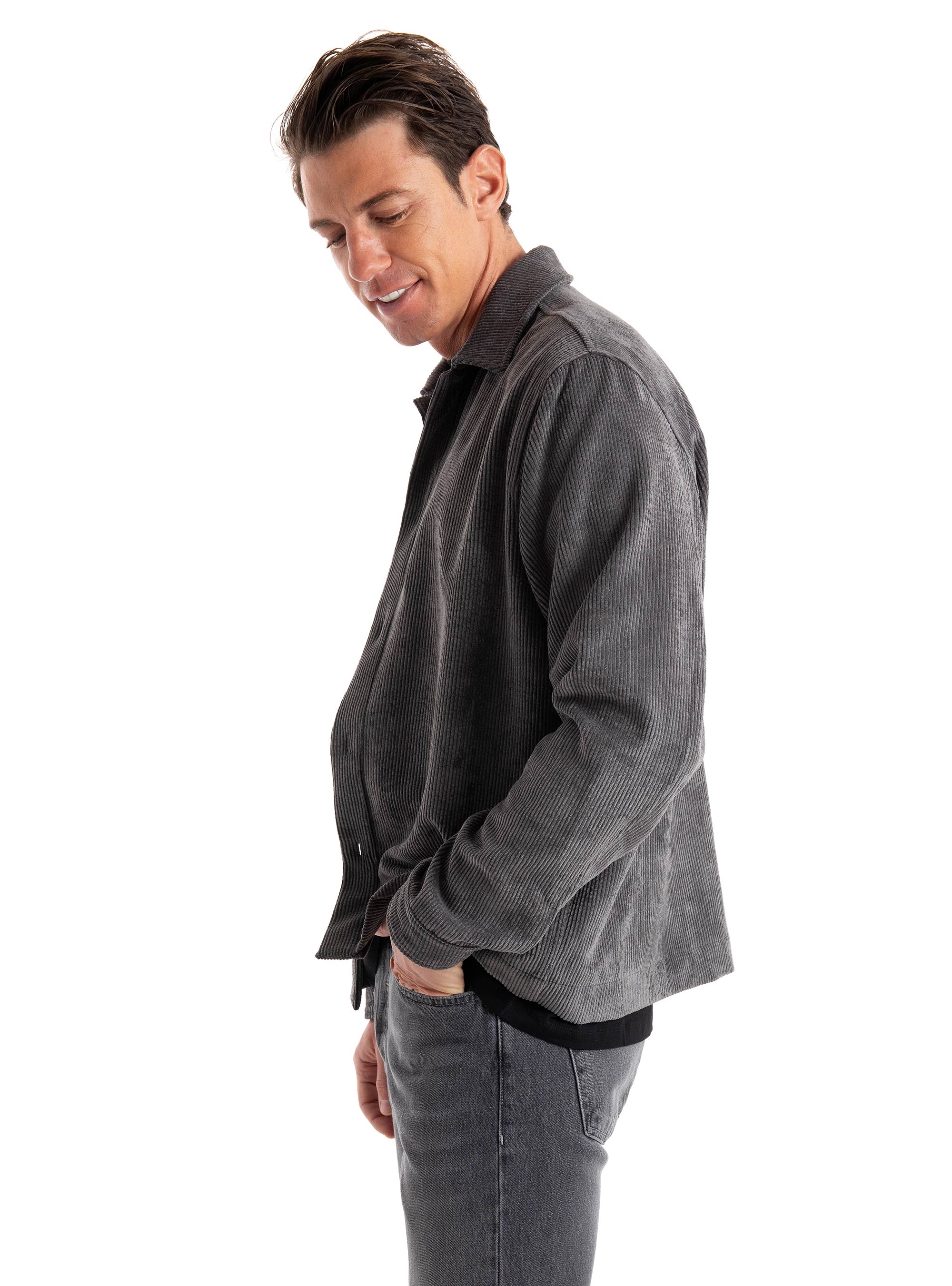 I'm Brian Corduroy Overshirt - Grey