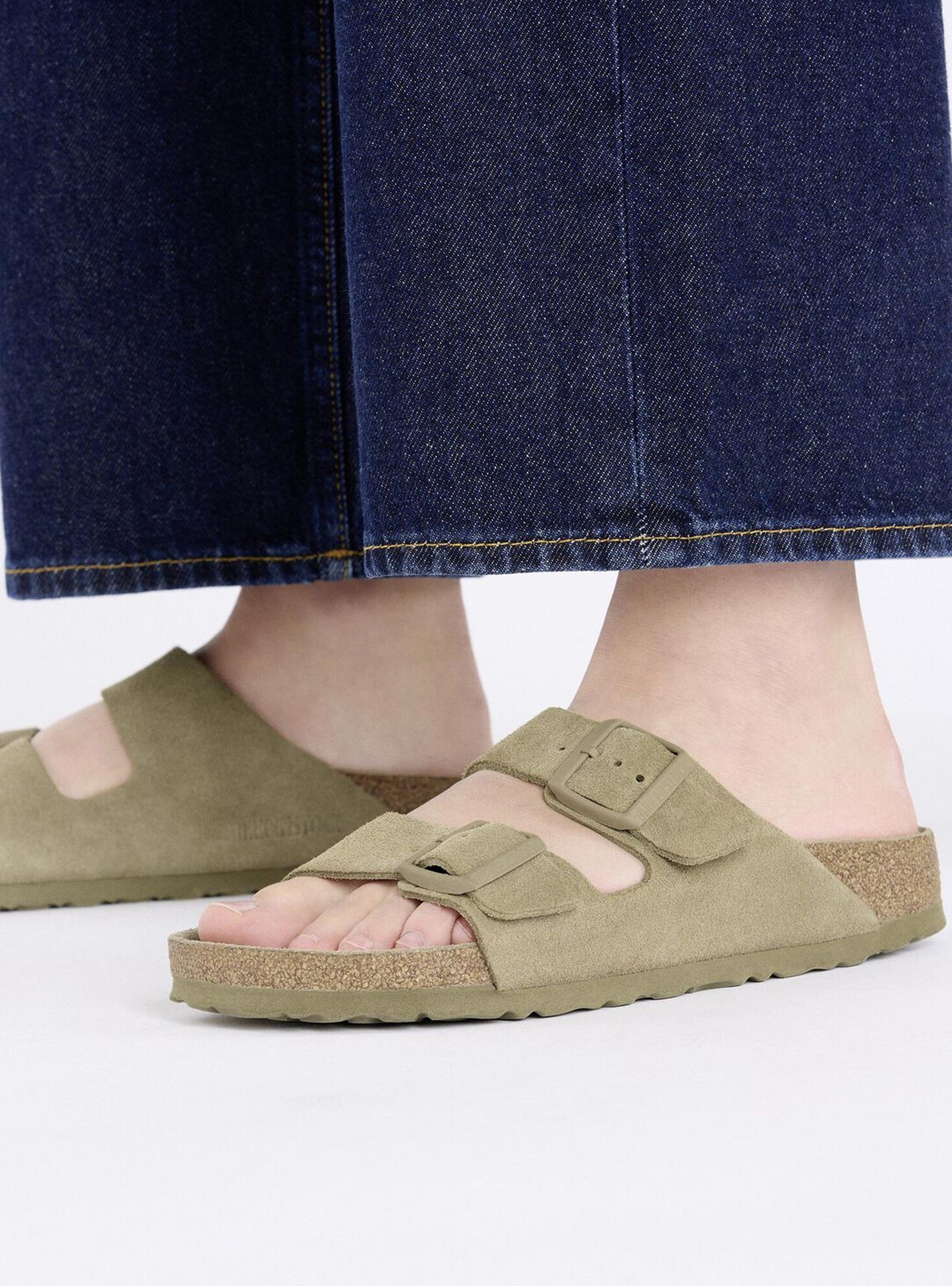 Birkenstock Arizona Soft Footbed Narrow Fit Sandals - Light Olive