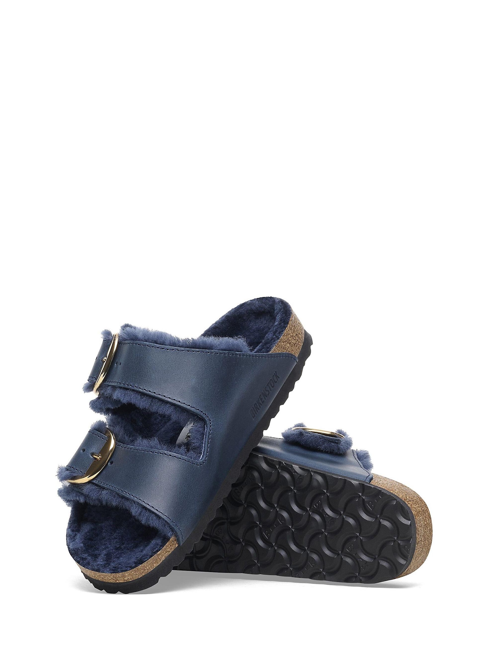 Birkenstock Arizona Big Buckle Shearling Narrow Fit  Sandals - Blue