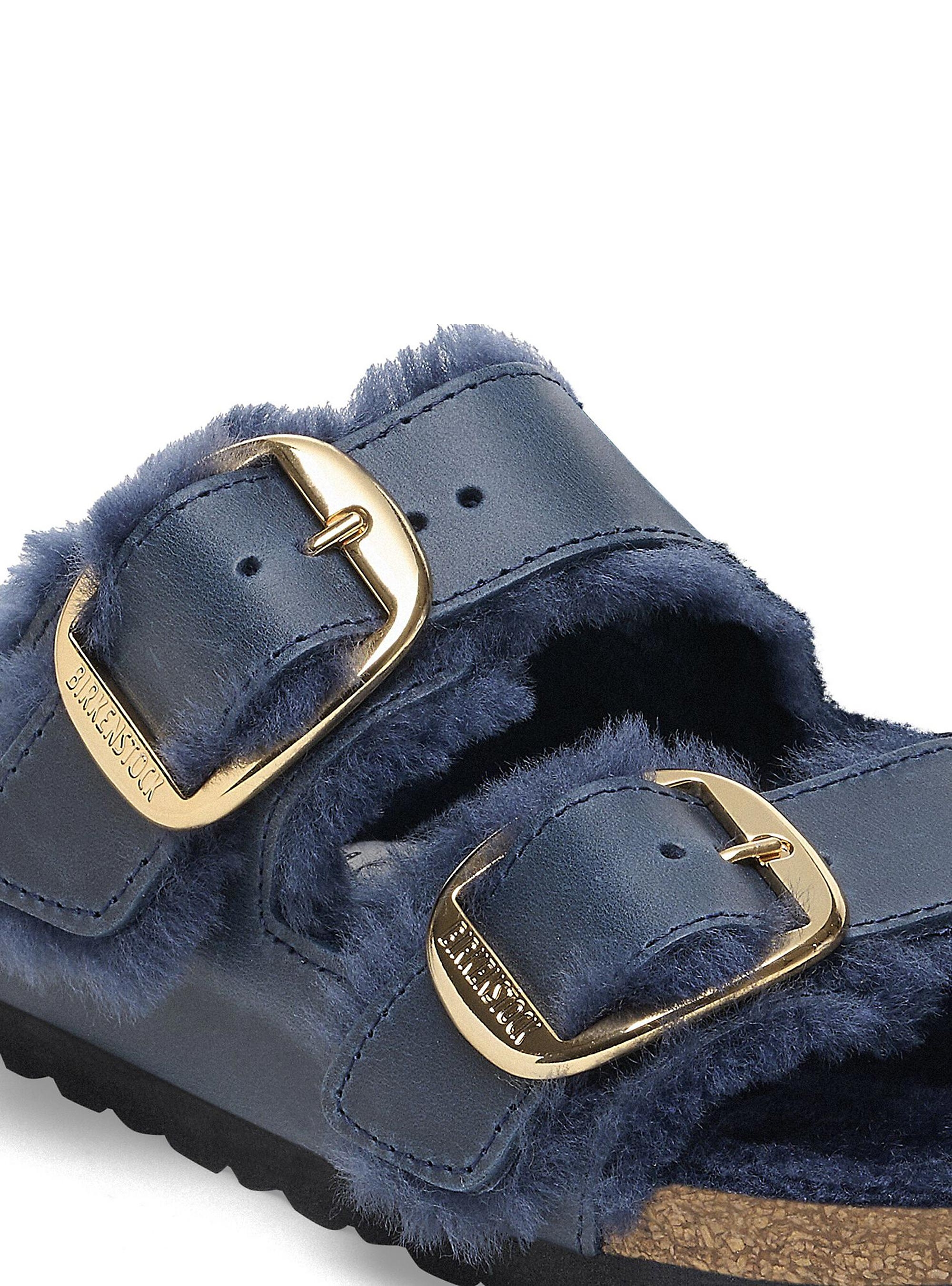Birkenstock Arizona Big Buckle Shearling Narrow Fit  Sandals - Blue