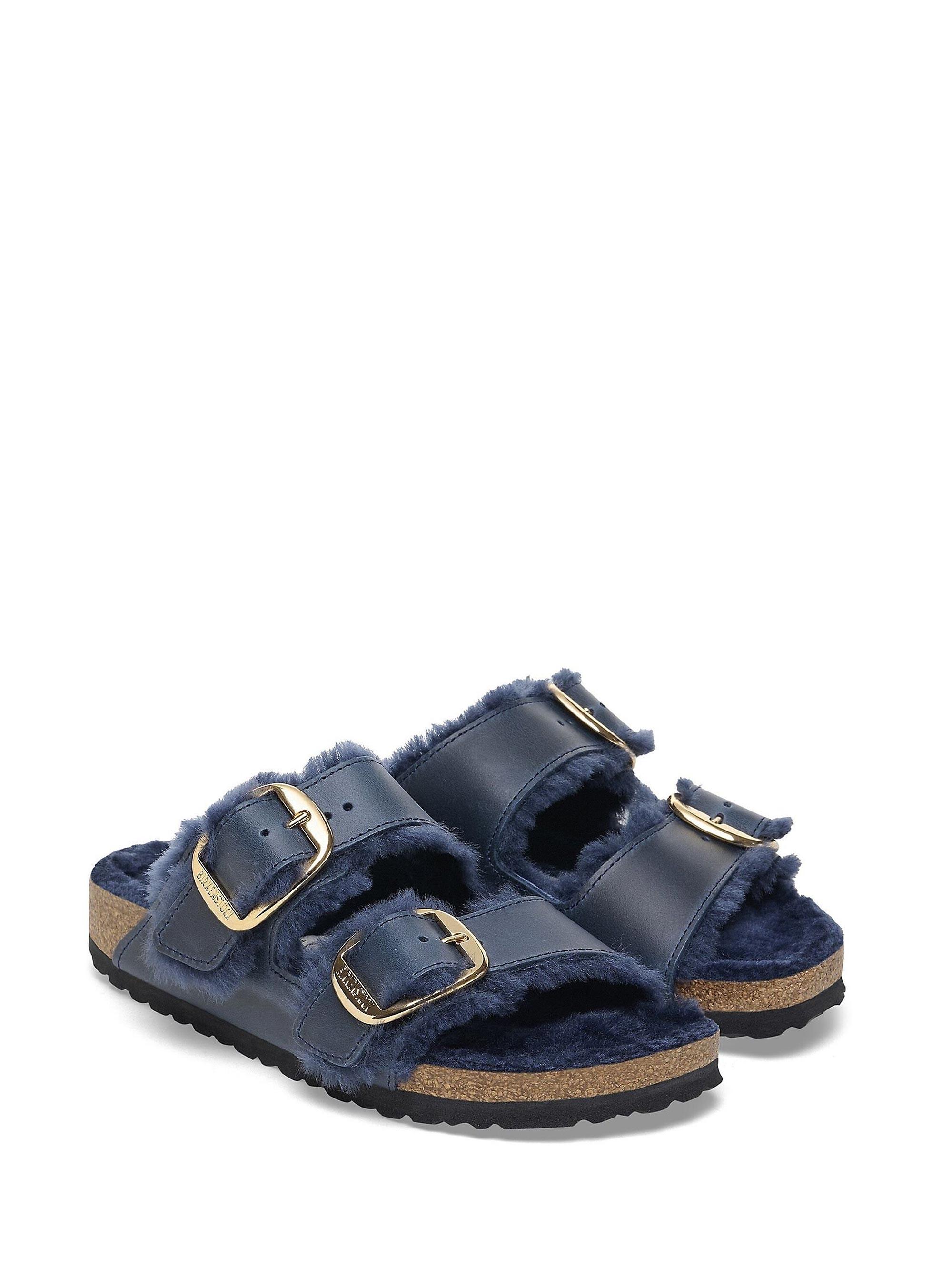 Birkenstock Arizona Big Buckle Shearling Narrow Fit  Sandals - Blue