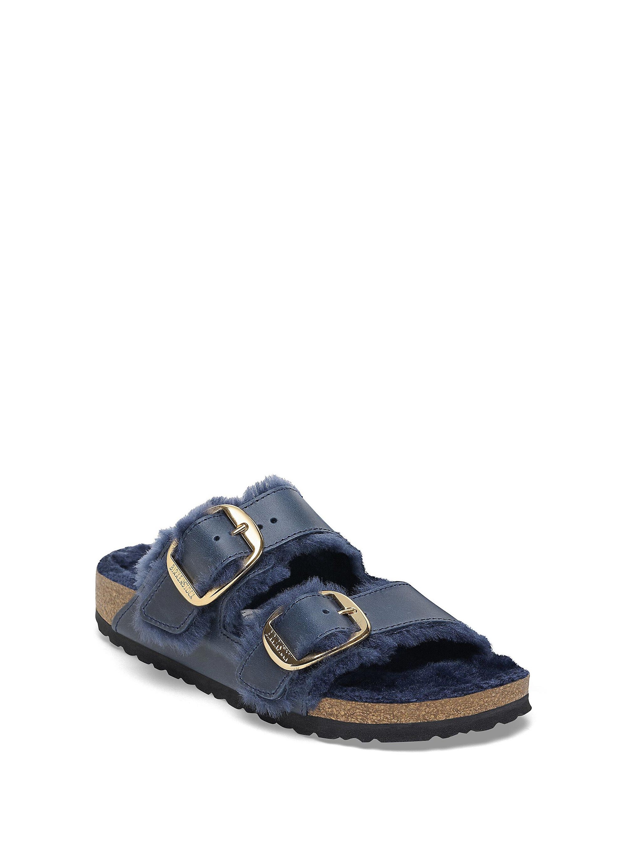 Birkenstock Arizona Big Buckle Shearling Narrow Fit  Sandals - Blue