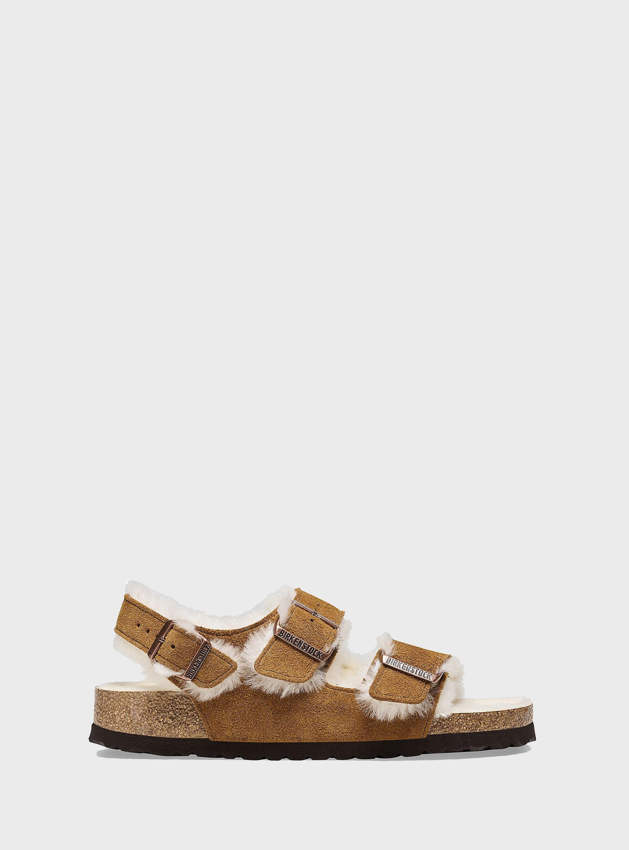 Birkenstock Milano Shearling Narrow Fit Sandals - Cognac