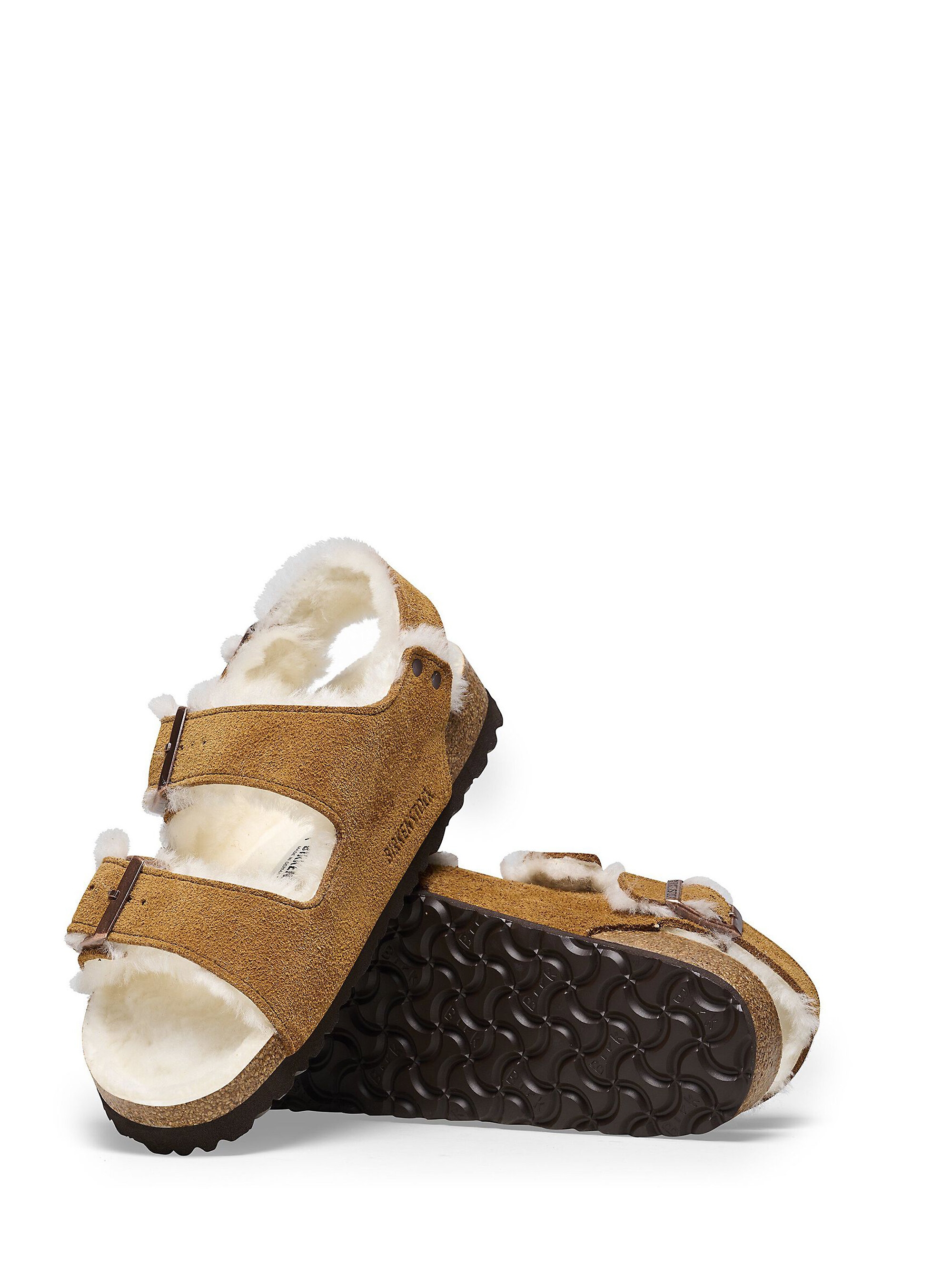 Birkenstock Milano Shearling Narrow Fit Sandals - Cognac