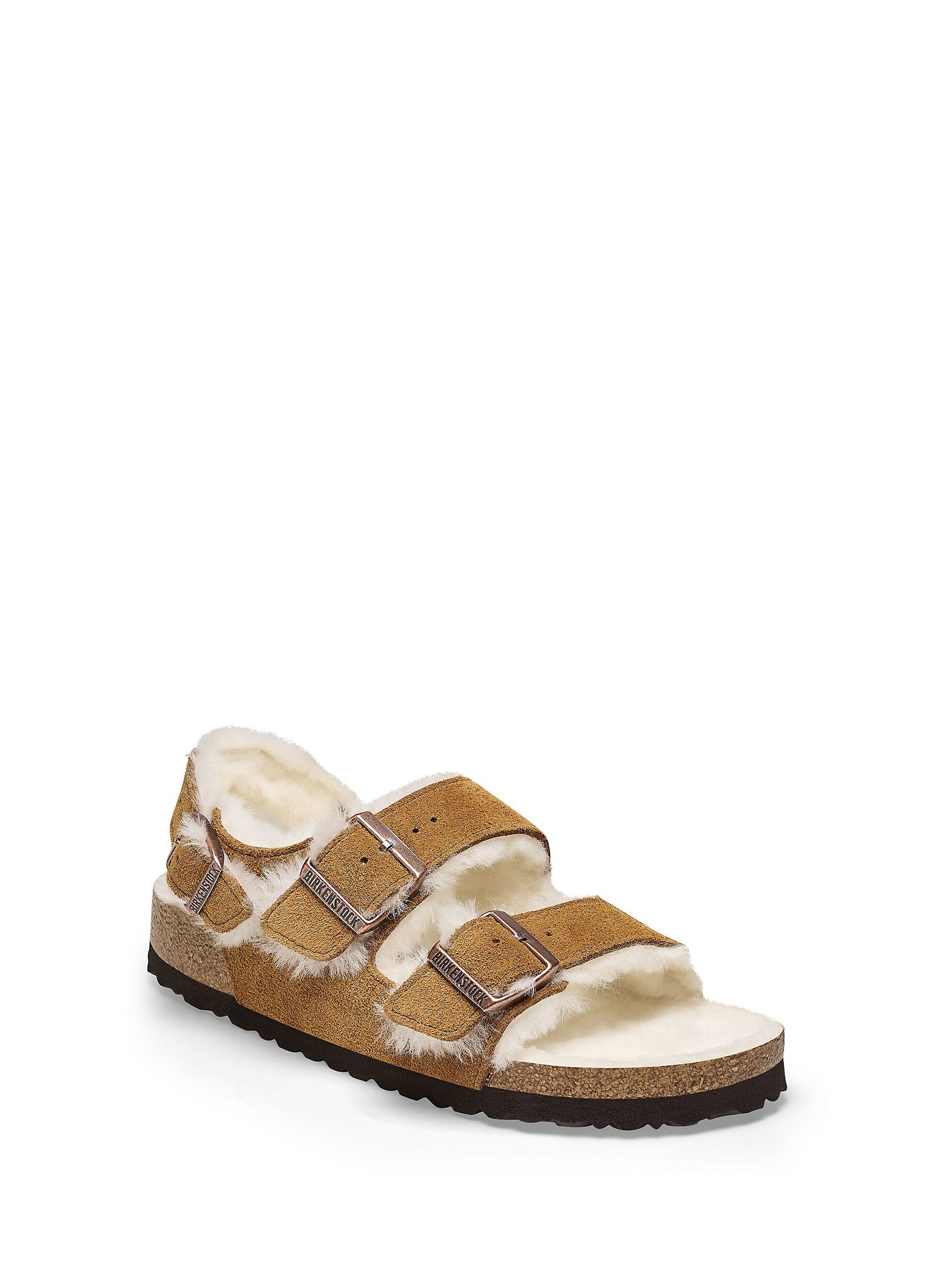 Birkenstock Milano Shearling Narrow Fit Sandals - Cognac
