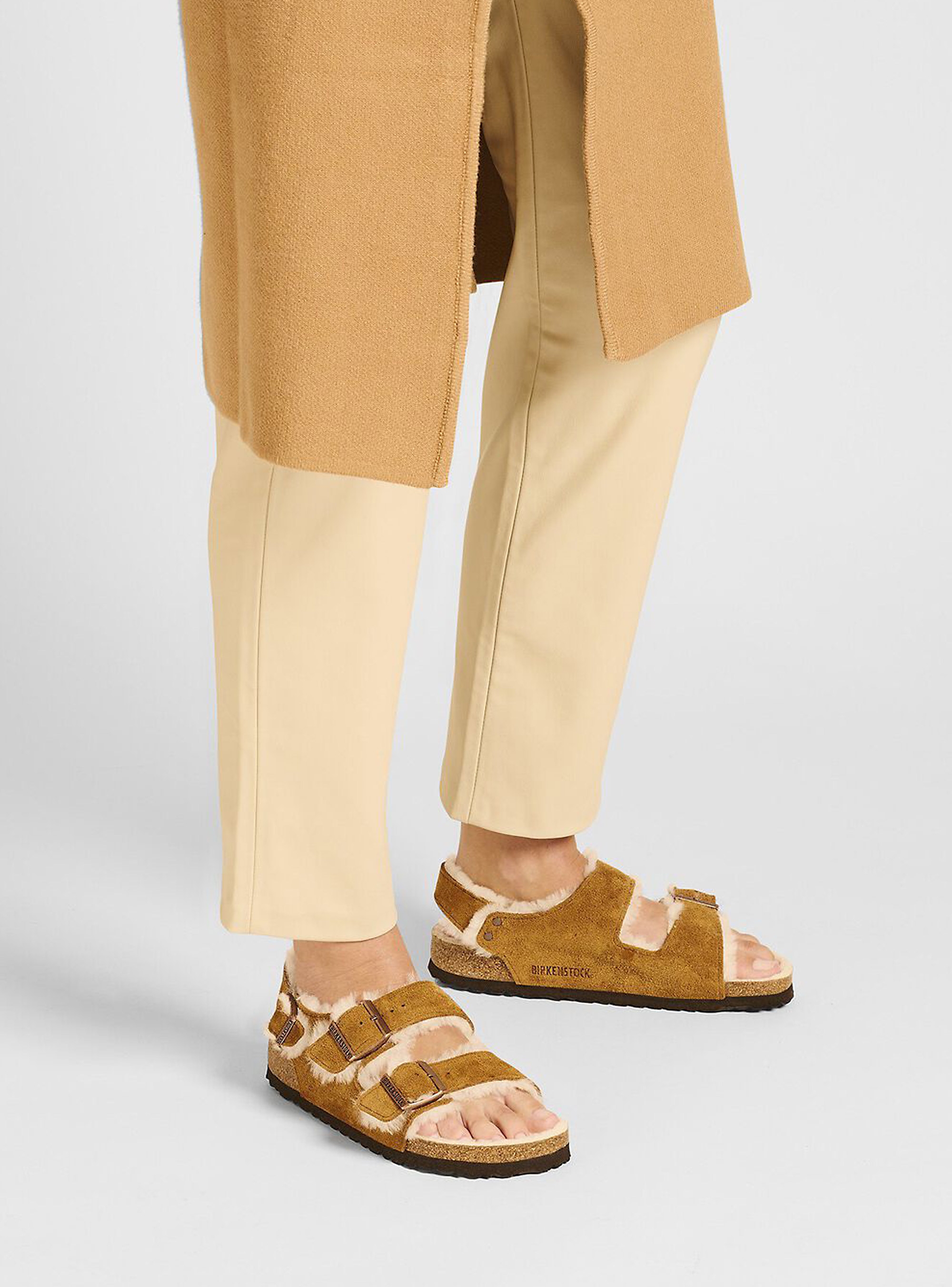 Birkenstock Milano Shearling Narrow Fit Sandals - Cognac