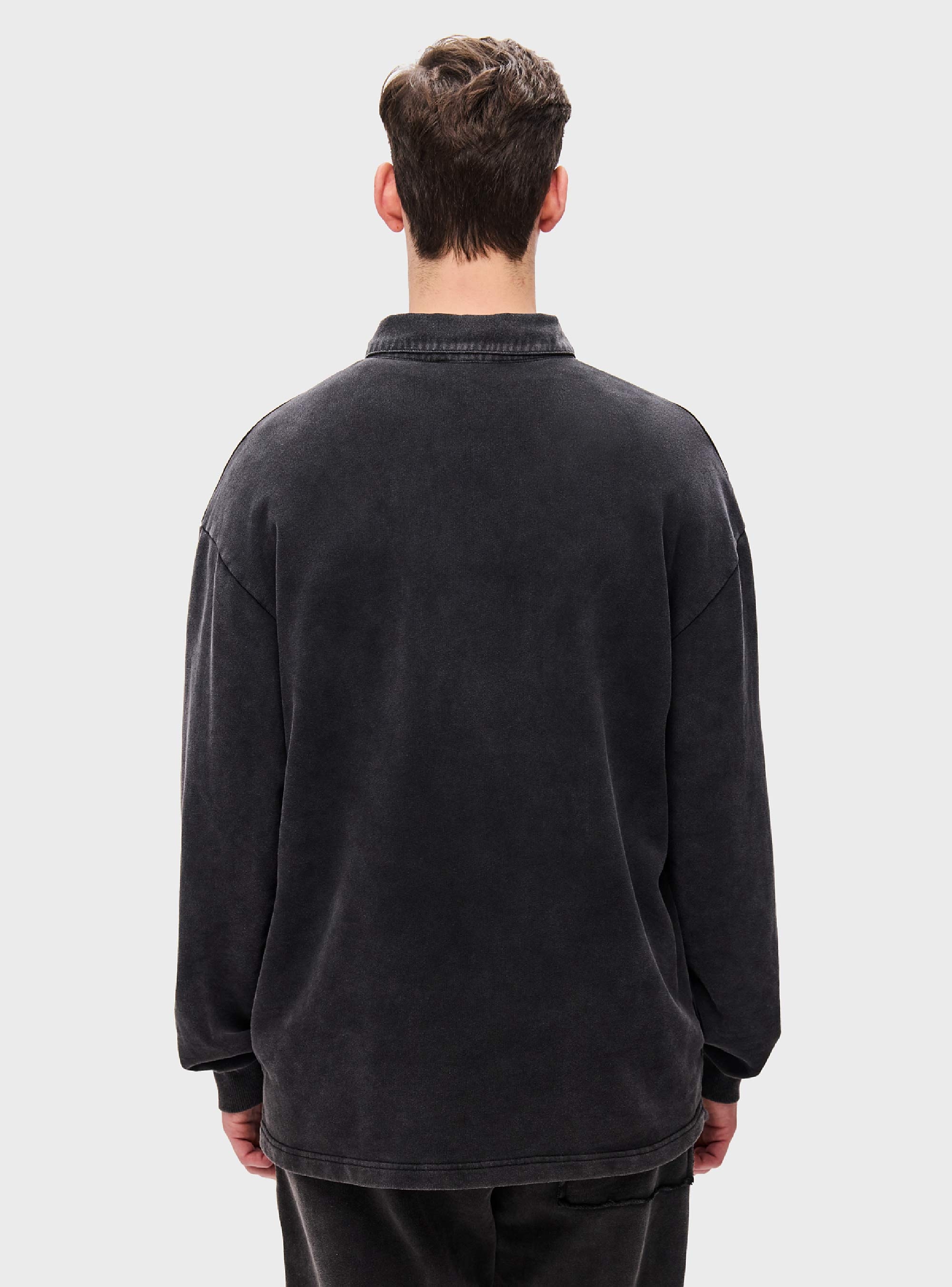 Dirty Laundry Polo Sweatshirt With  Pockets - Washed Black