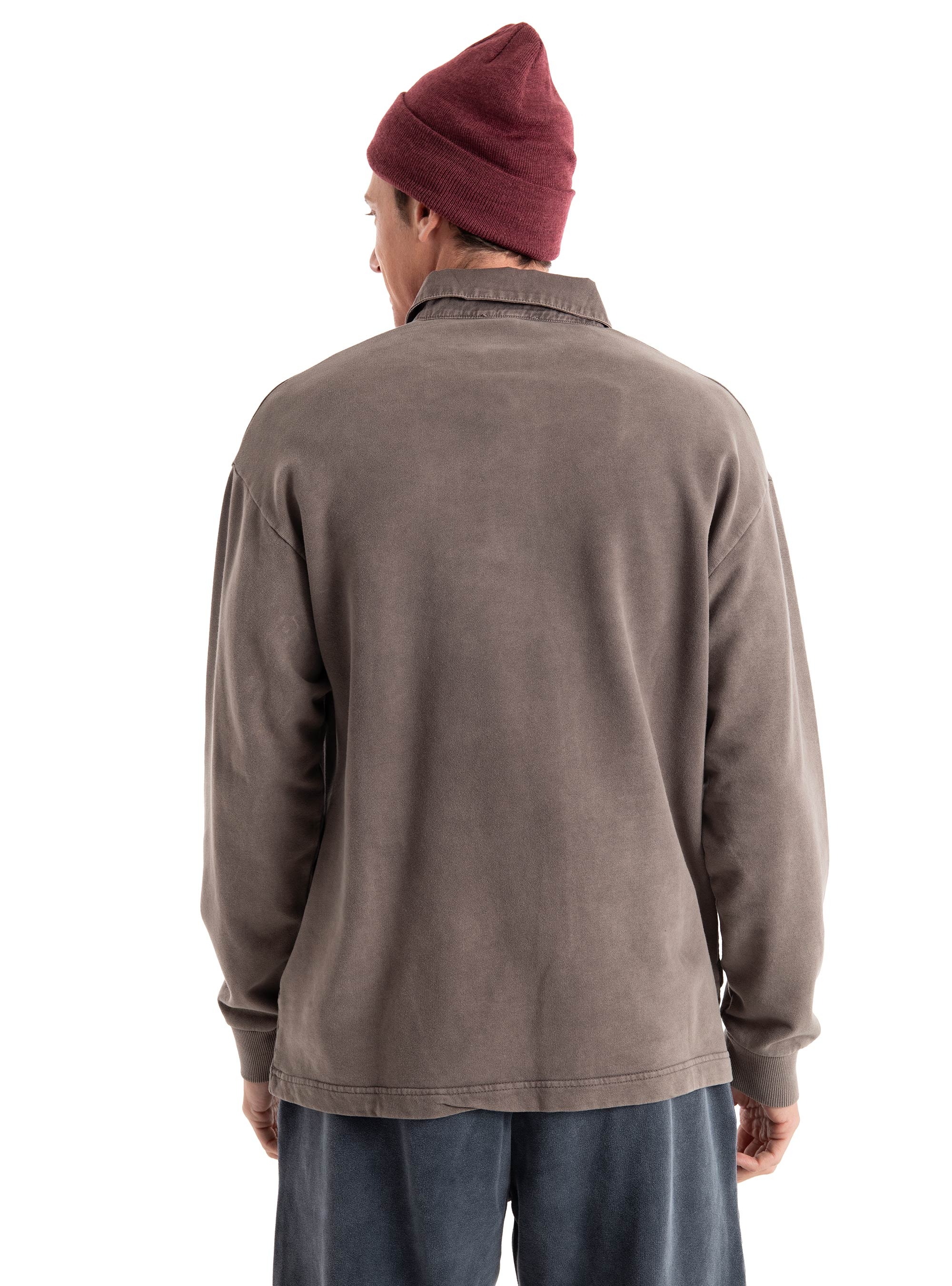 Dirty Laundry Polo Sweatshirt With  Pockets - Beige
