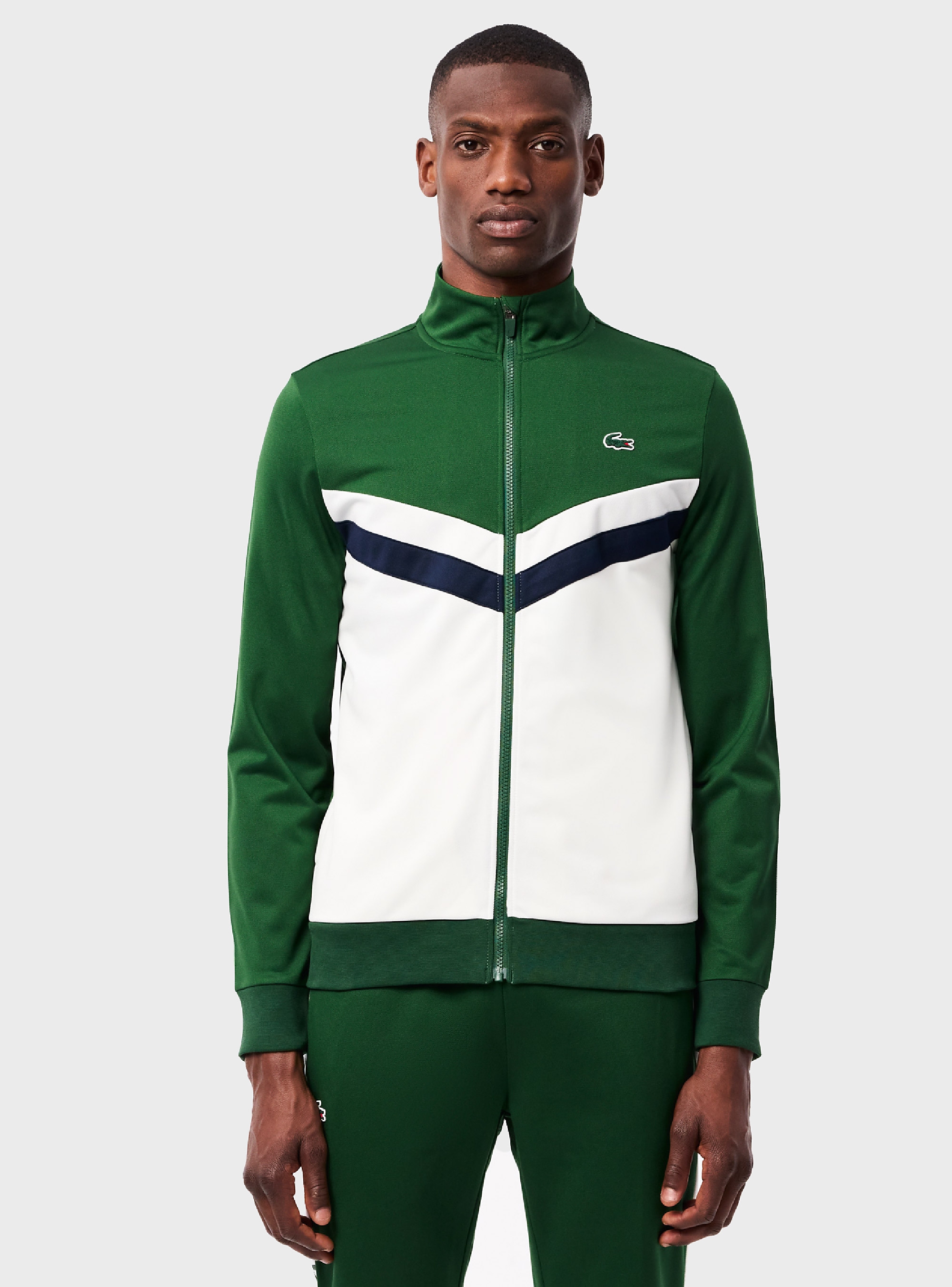 Lacoste Zip-Up Print Tennis Sweatshirt - Green