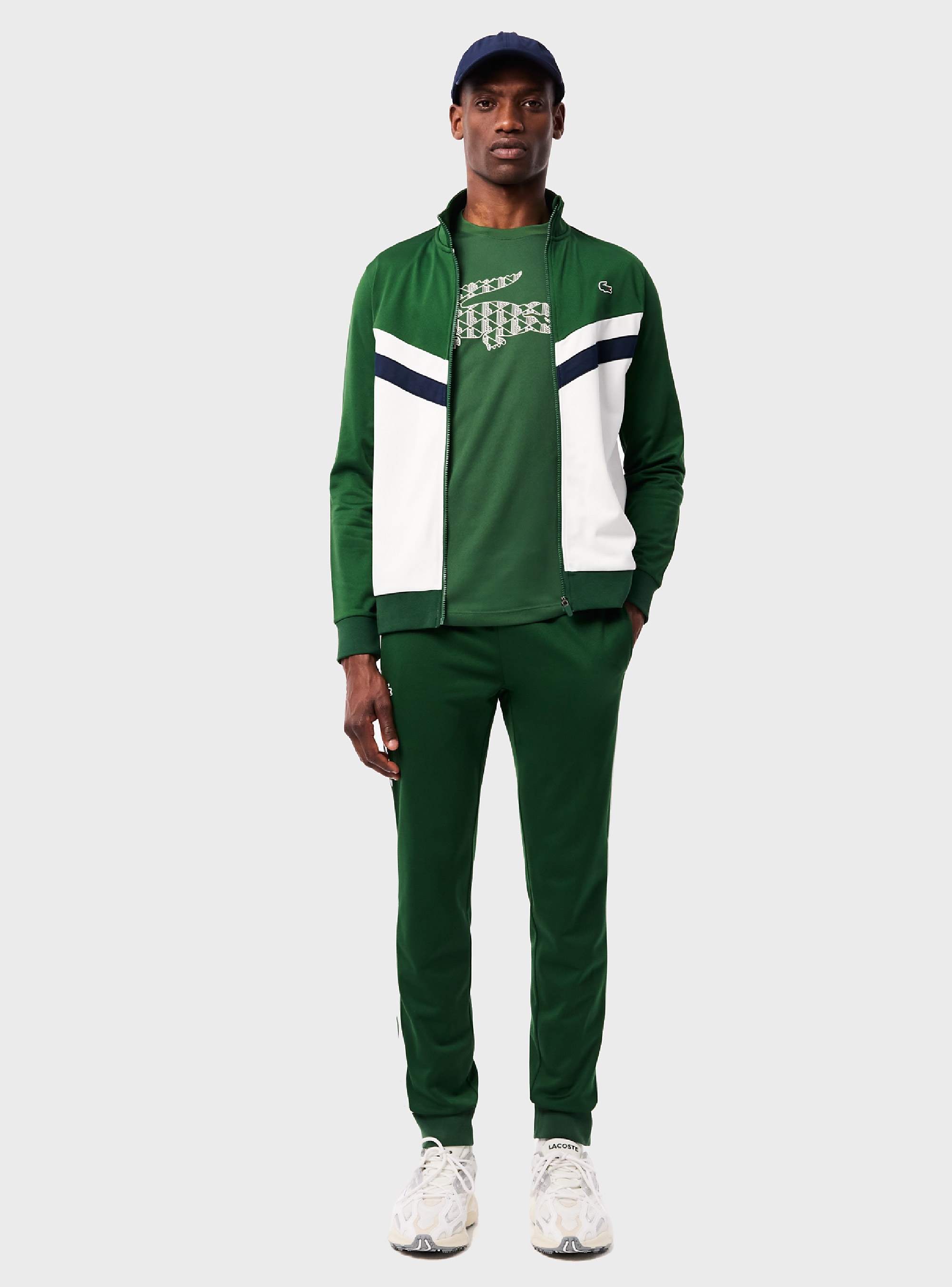 Lacoste Zip-Up Print Tennis Sweatshirt - Green