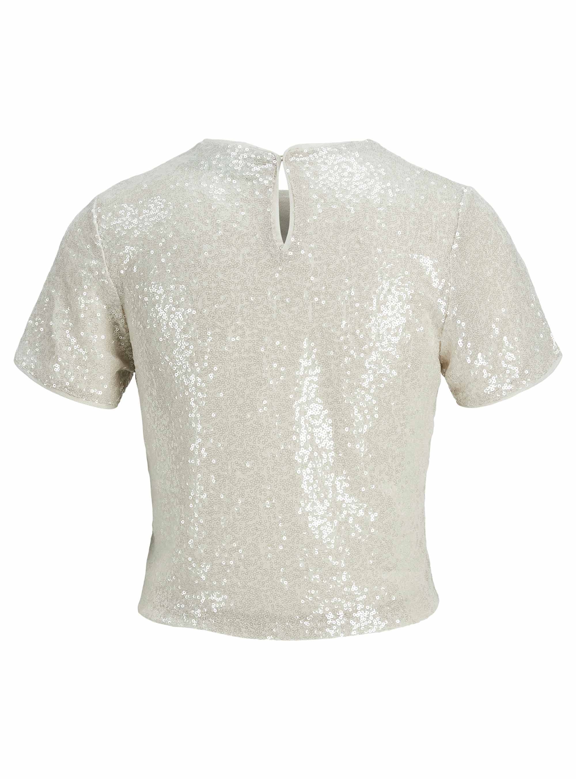 JJXX Mia Sequin Top - Silver
