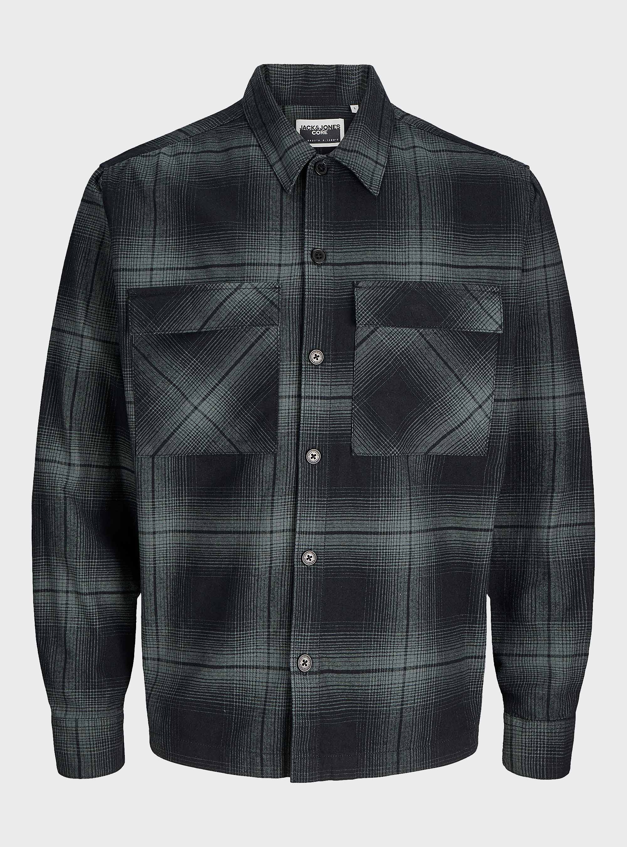 Jack & Jones Jcocharlie Check Overshirt - Grey