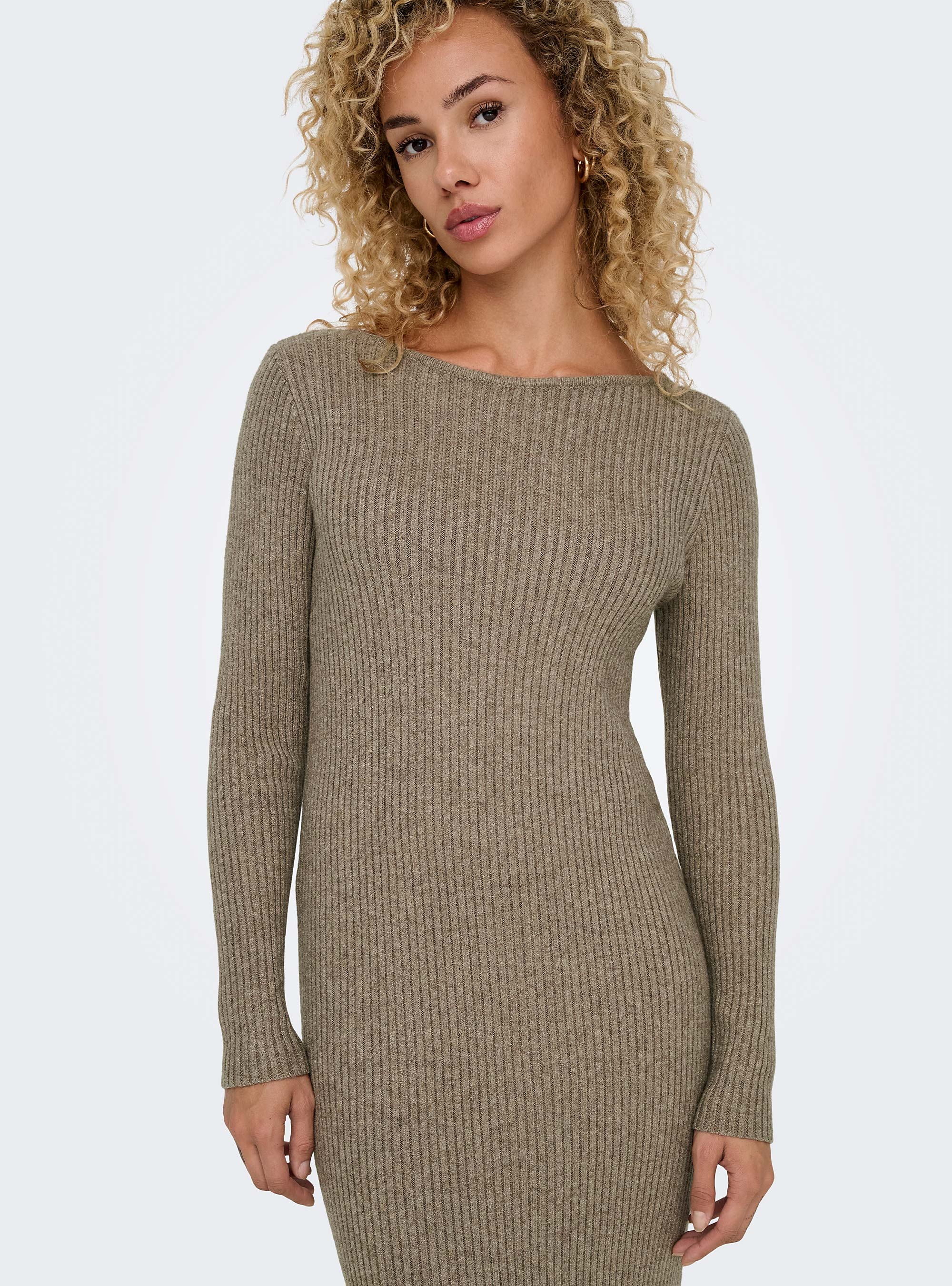 Only Katia Maxi Boatneck Knitted Dress - Beige