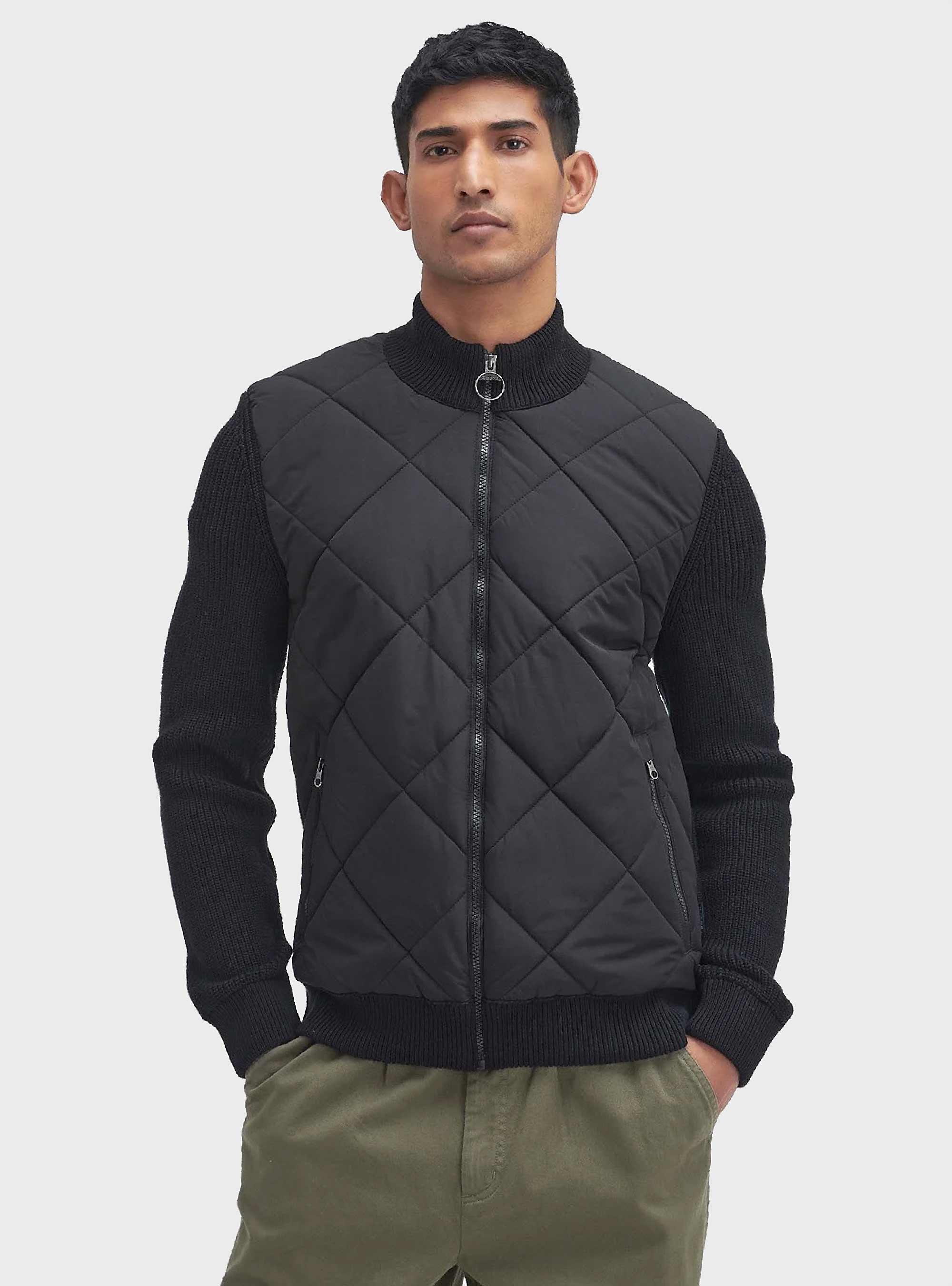 Barbour Newland Zip Through Knitted Jumper - Black