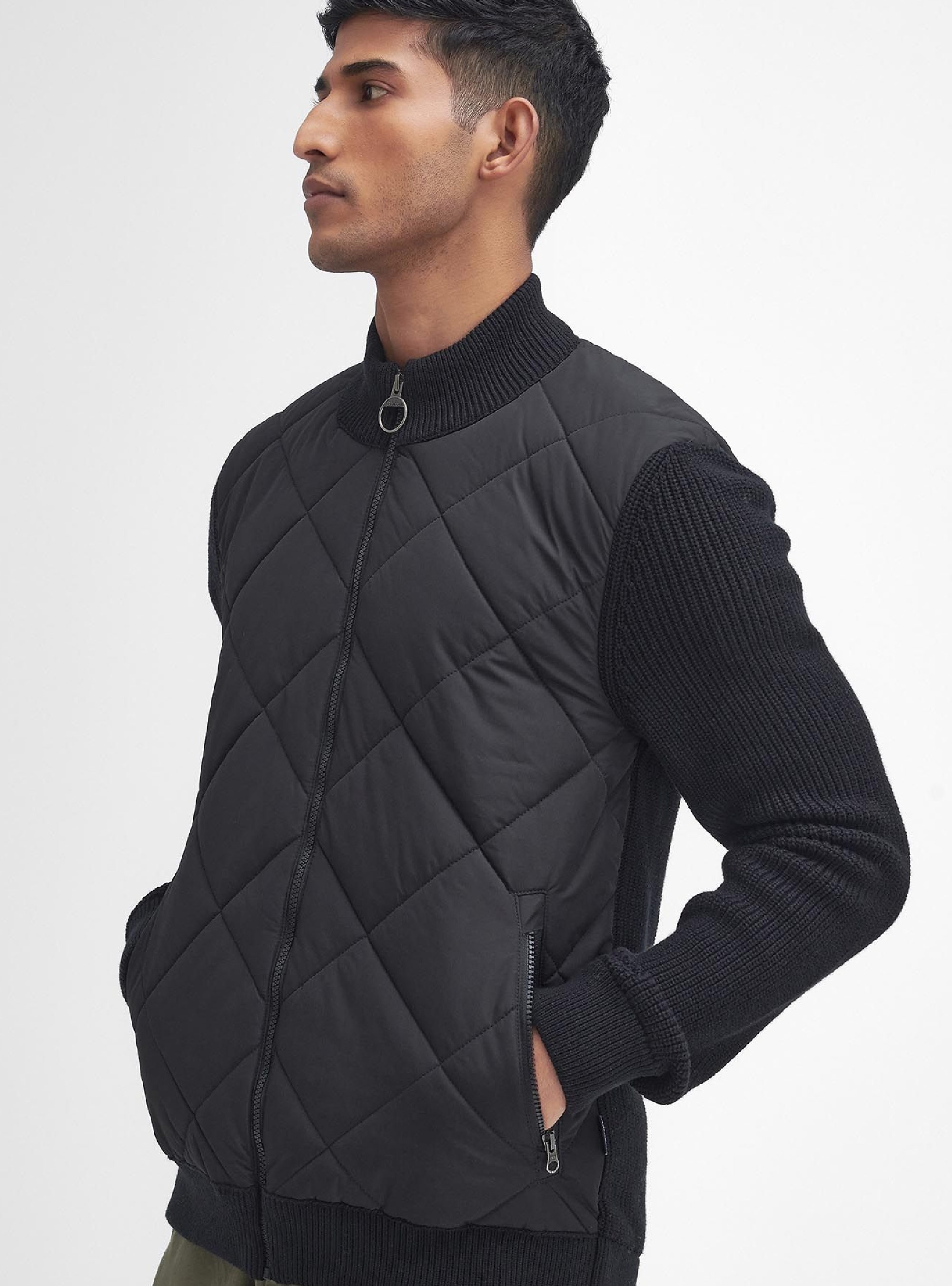 Barbour Newland Zip Through Knitted Jumper - Black