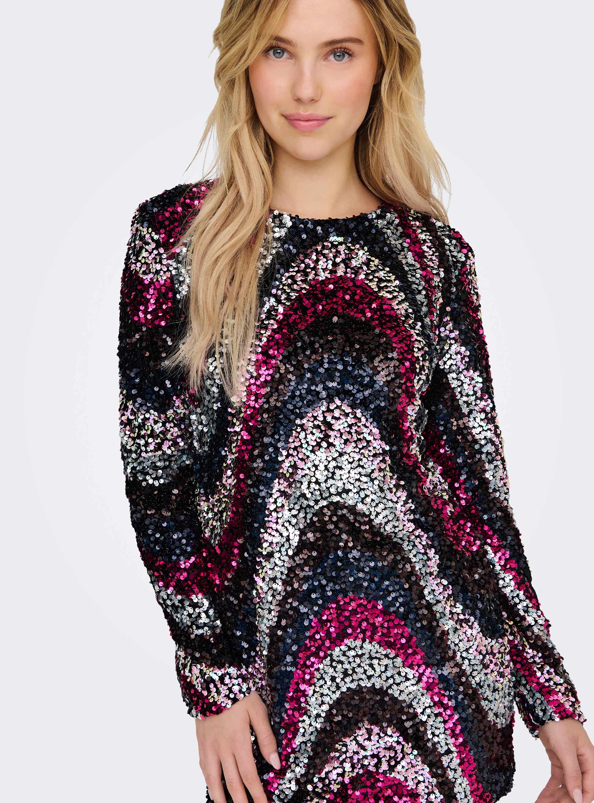 Only Sofie Ls Sequins Bodycon Dress - Black