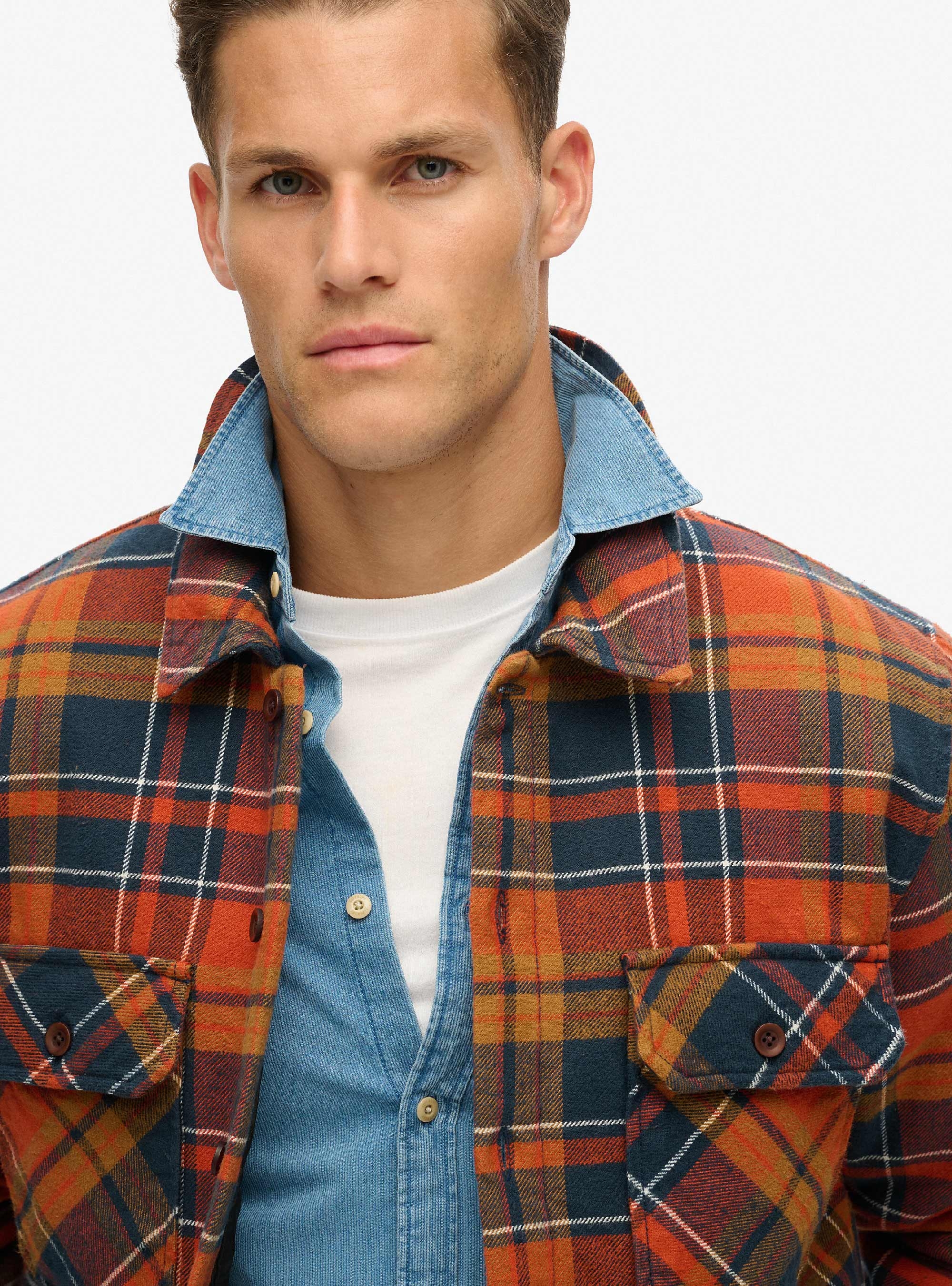 Superdry Surplus Check Quilt Overshirt - Navy