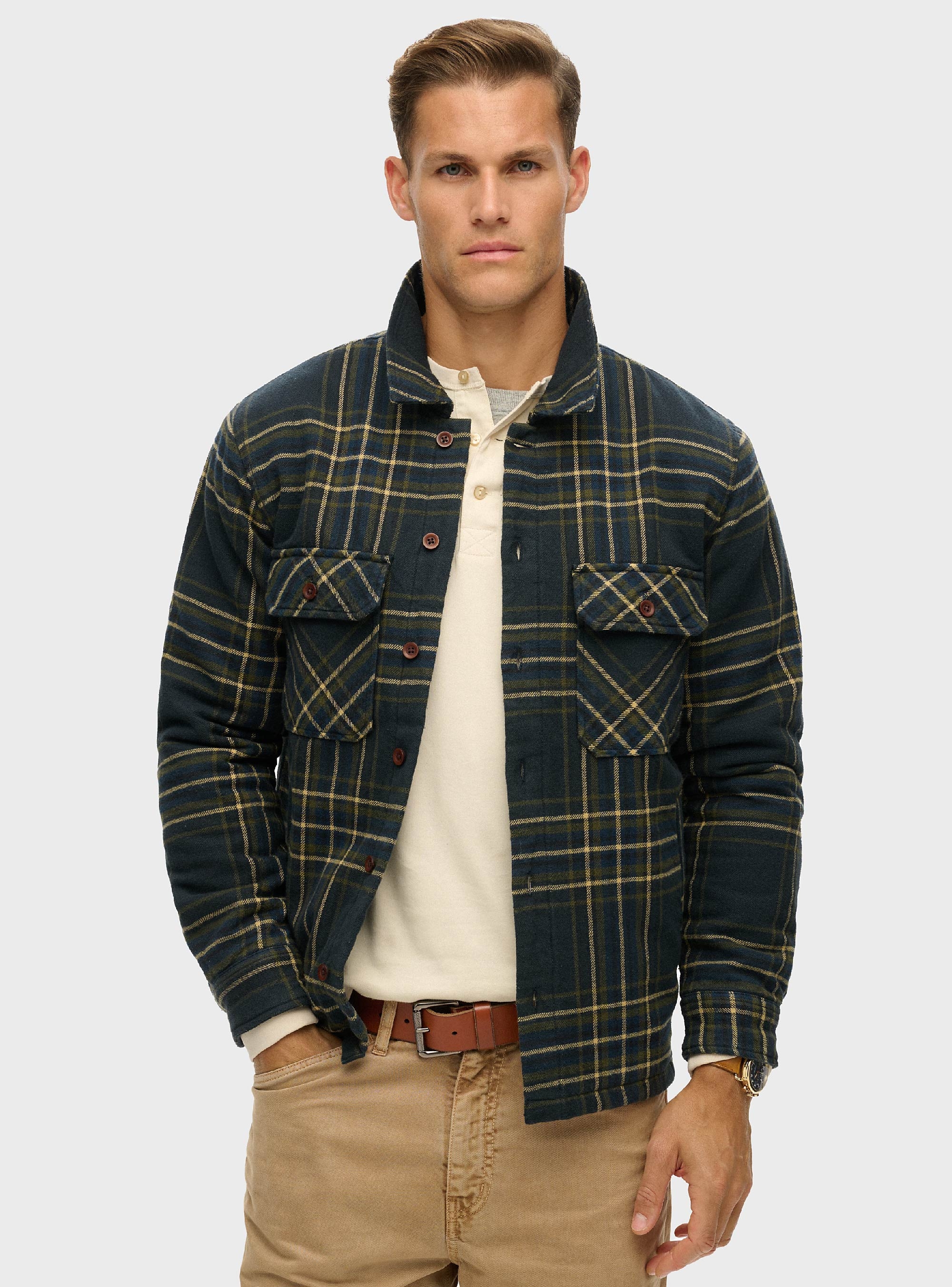 Superdry Surplus Check Quilt Overshirt - Blue