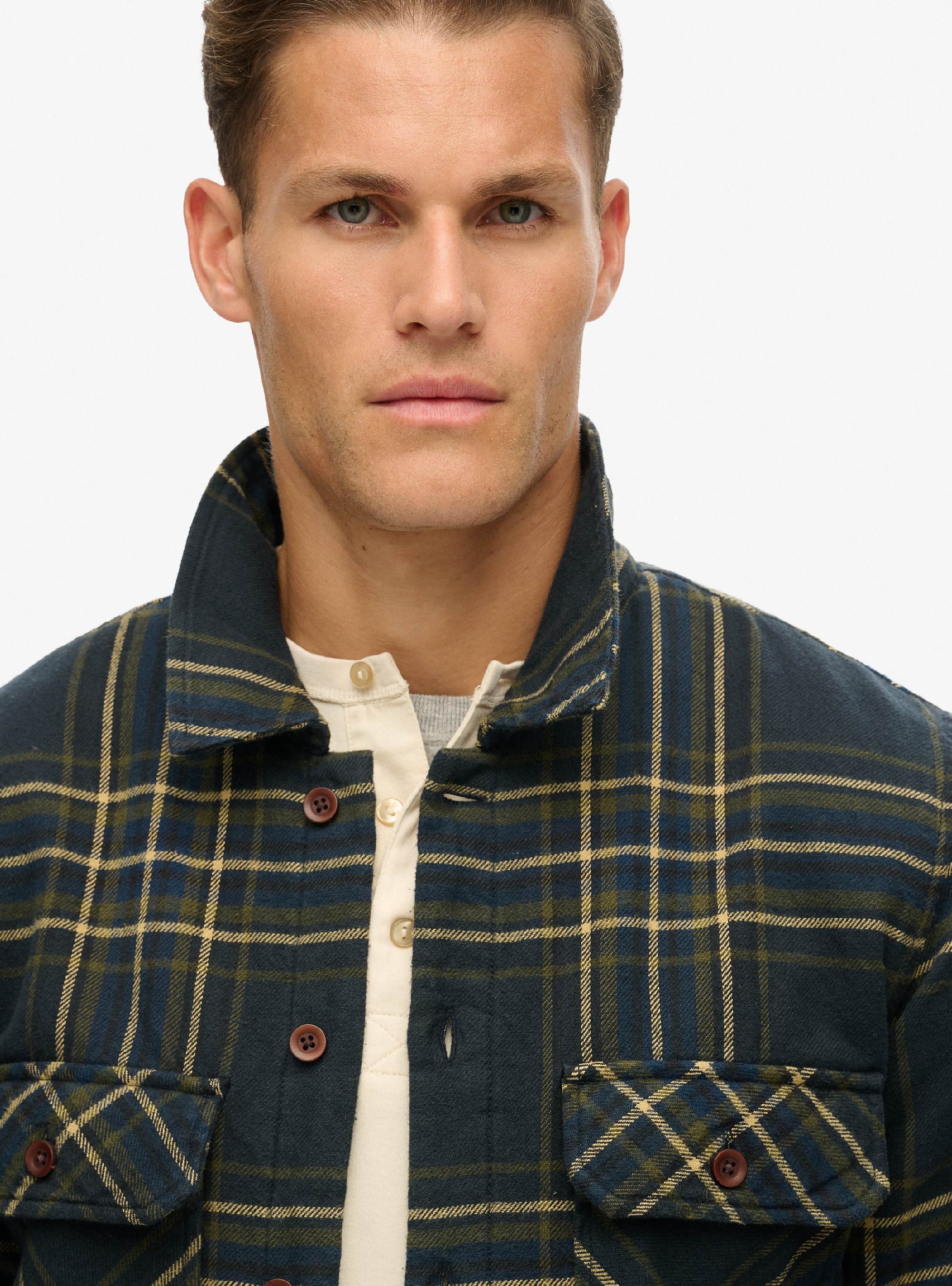 Superdry Surplus Check Quilt Overshirt - Blue