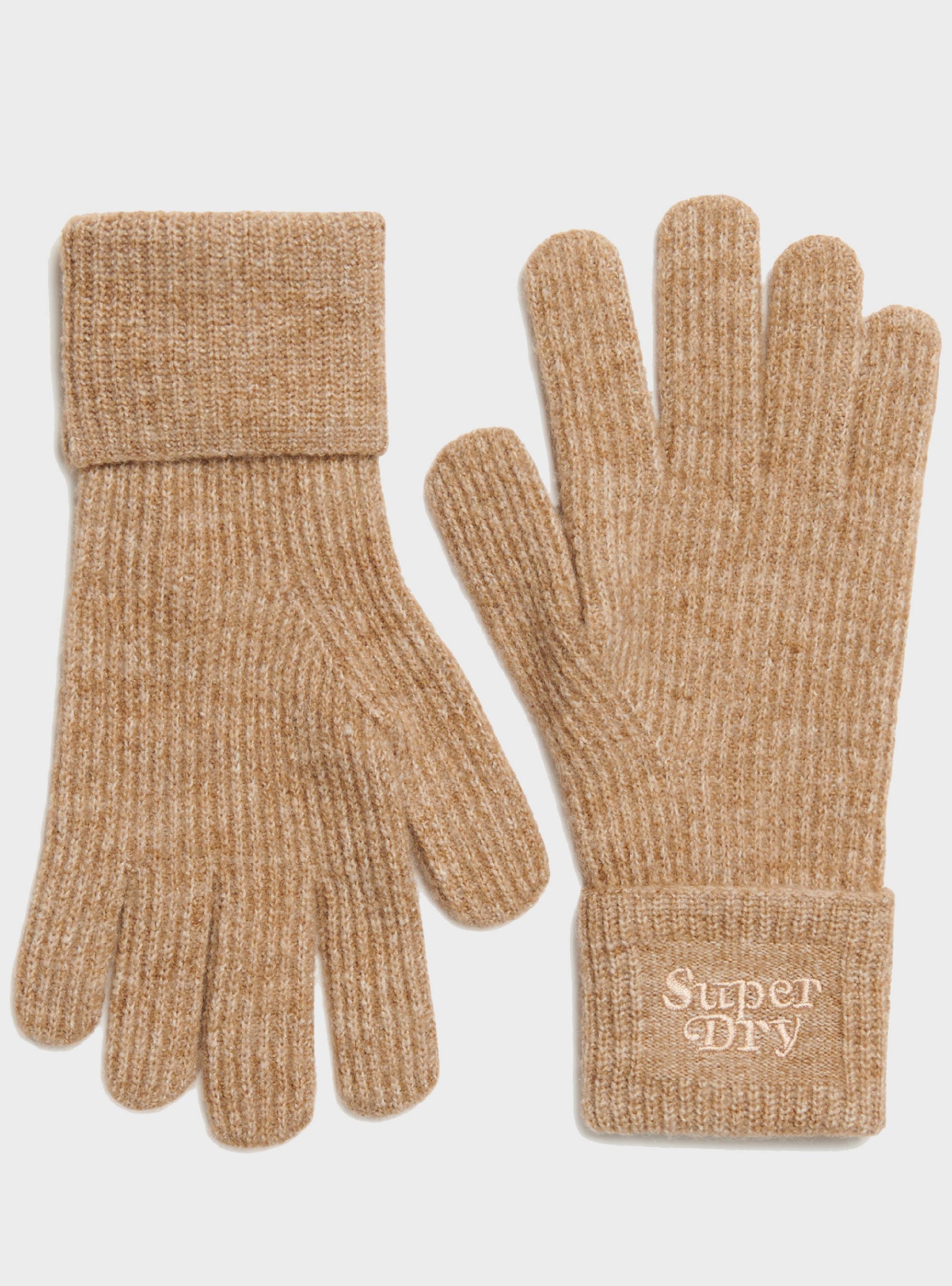 Superdry Soft Rib Knit Gloves - Dark Beige